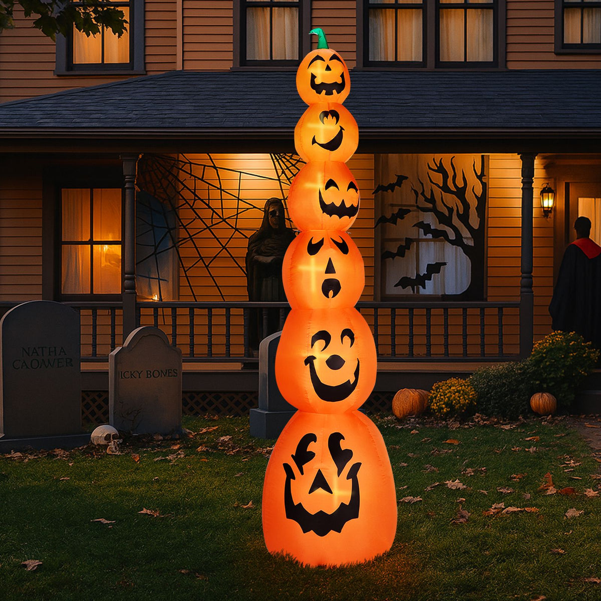 9FT Halloween Inflatable Stacked Pumpkins, Blow up 6 Pumpkins Inflatable with Built-in LED Lights Outdoor Decorations Large Party Yard Decoration - product view 12