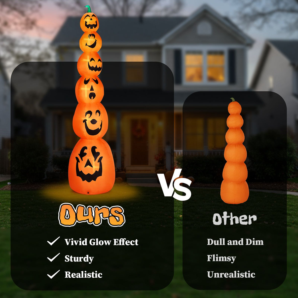 9FT Halloween Inflatable Stacked Pumpkins, Blow up 6 Pumpkins Inflatable with Built-in LED Lights Outdoor Decorations Large Party Yard Decoration - product view 5