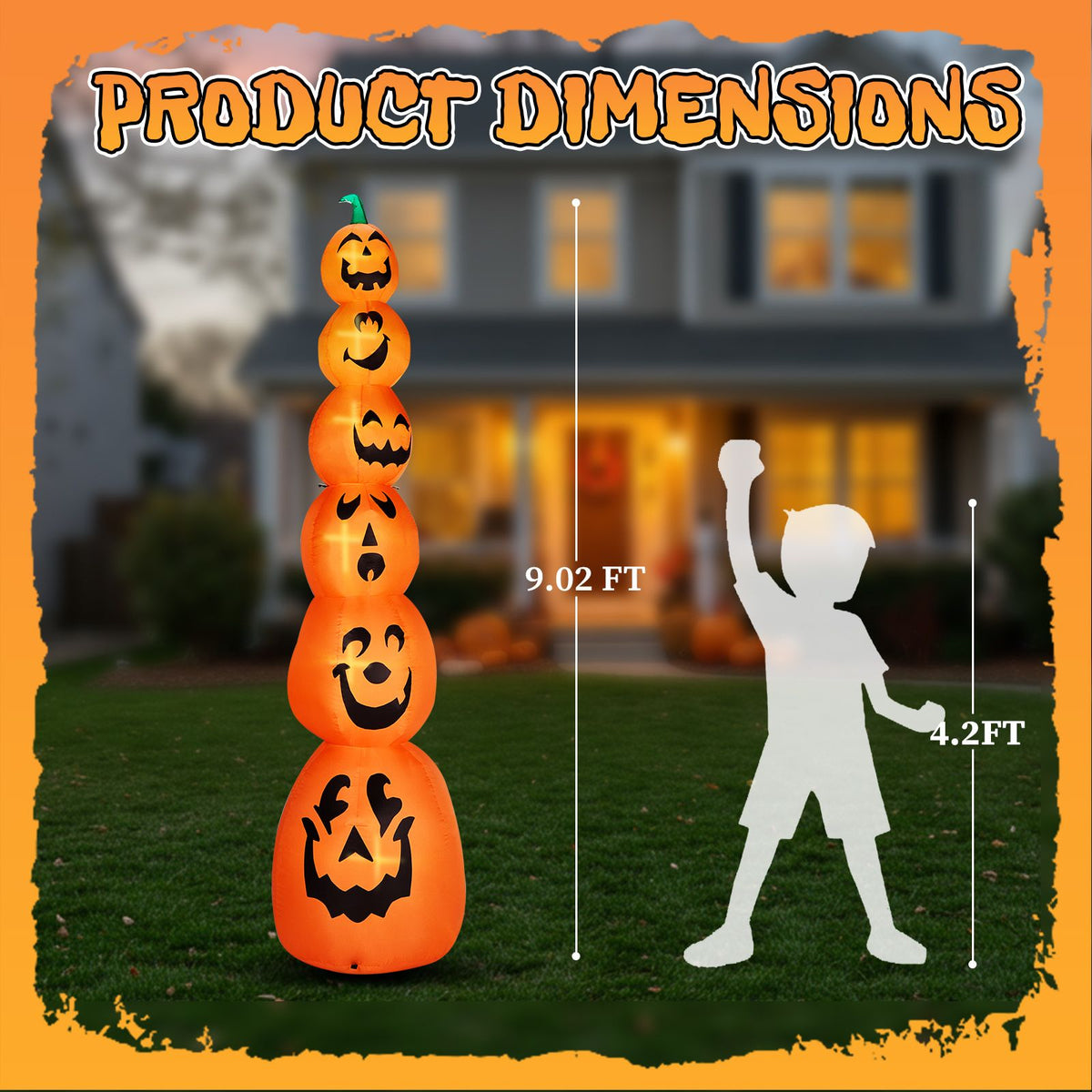 9FT Halloween Inflatable Stacked Pumpkins, Blow up 6 Pumpkins Inflatable with Built-in LED Lights Outdoor Decorations Large Party Yard Decoration - product view 7