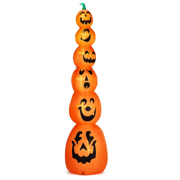9FT Halloween Inflatable Stacked Pumpkins, Blow up 6 Pumpkins Inflatable with Built-in LED Lights Outdoor Decorations Large Party Yard Decoration