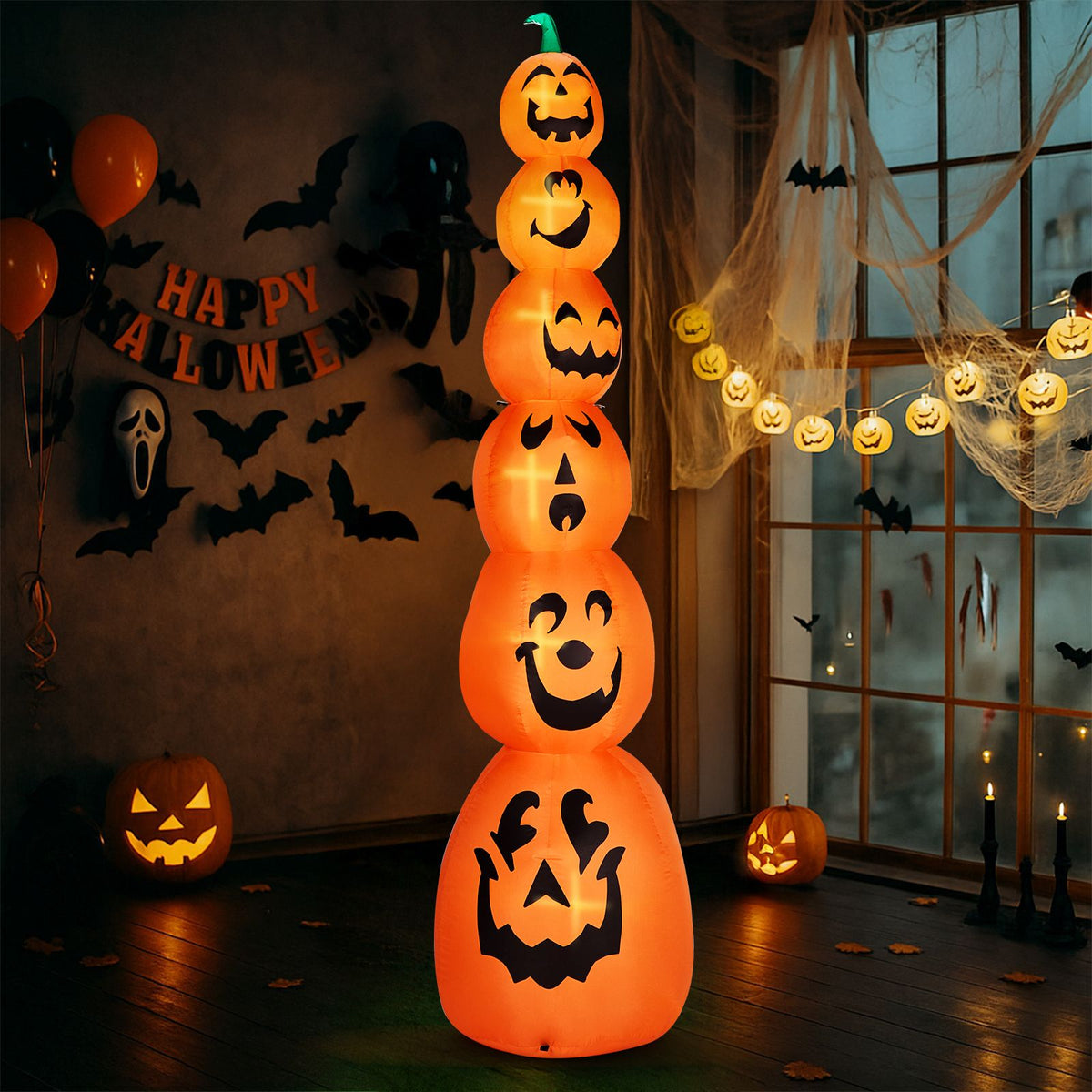 9FT Halloween Inflatable Stacked Pumpkins, Blow up 6 Pumpkins Inflatable with Built-in LED Lights Outdoor Decorations Large Party Yard Decoration - product view 13