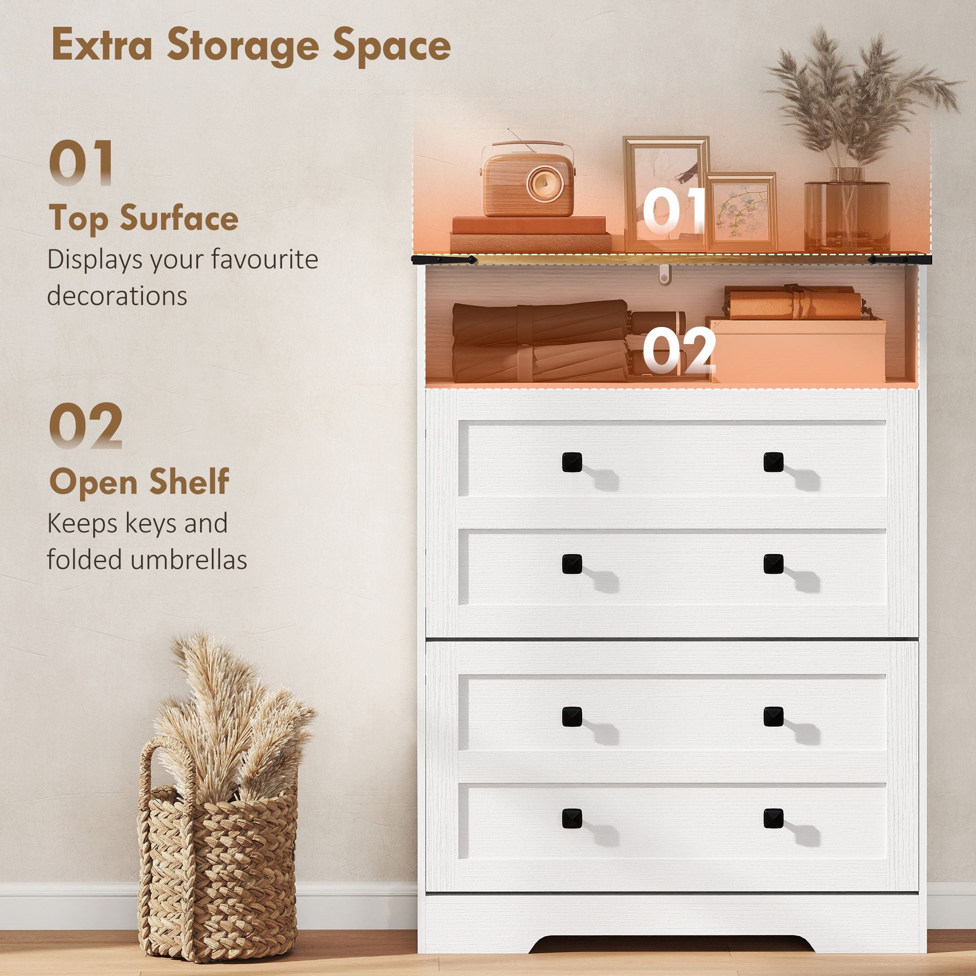 HOMCOM Shoe Cabinet with 2 Flip Drawers, White - product view 7