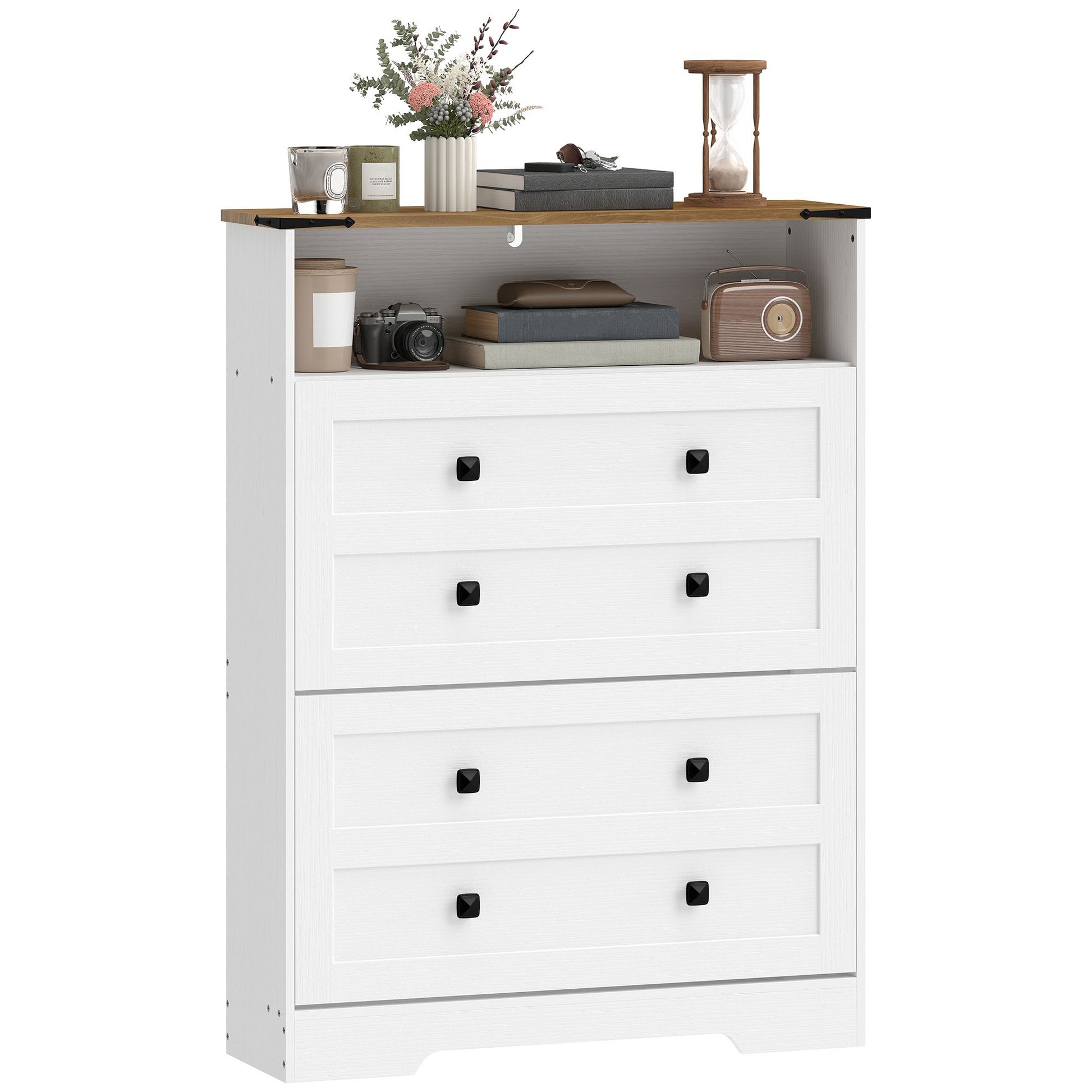 HOMCOM Shoe Cabinet with 2 Flip Drawers, White - product view 1