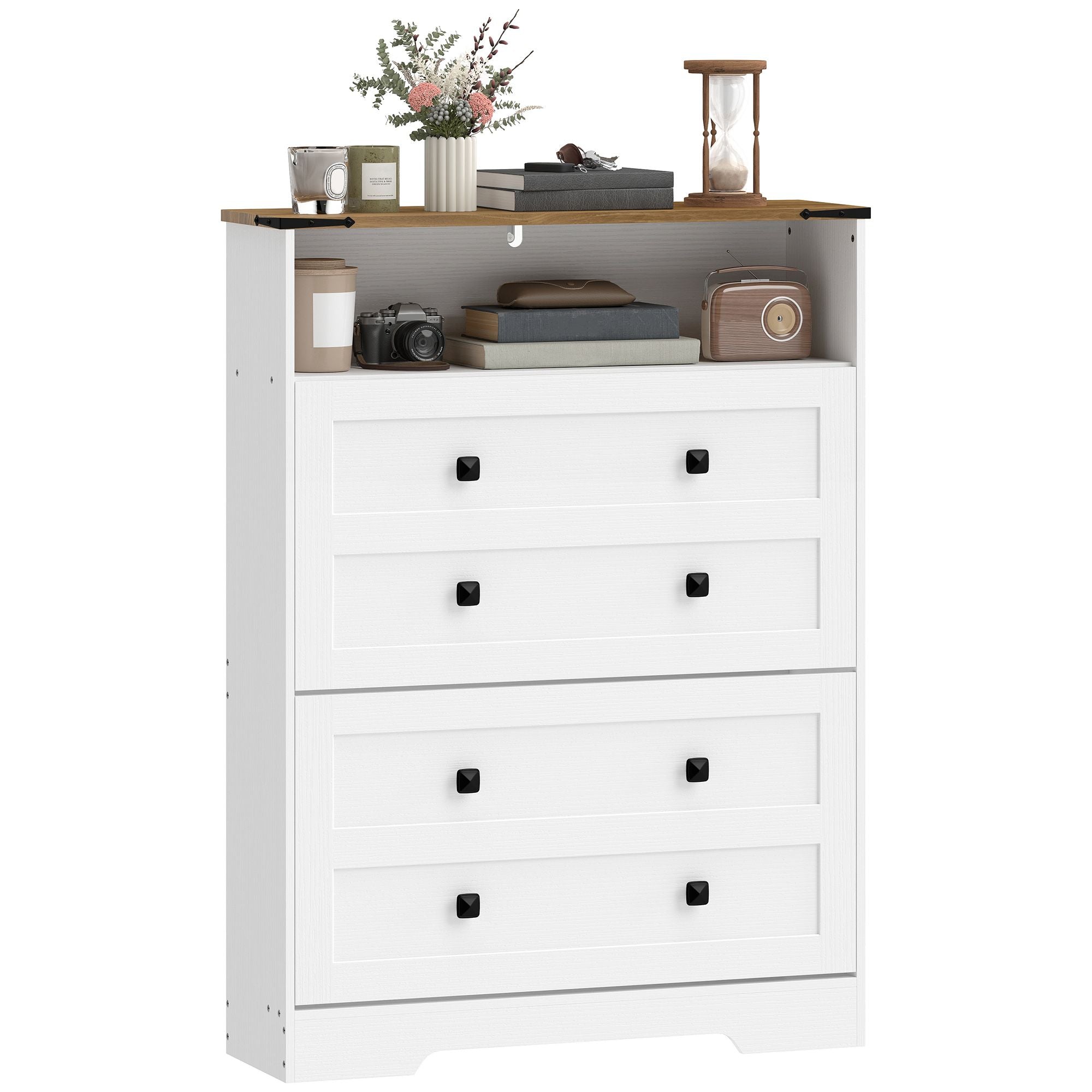 HOMCOM Shoe Cabinet with 2 Flip Drawers, White - product view 1
