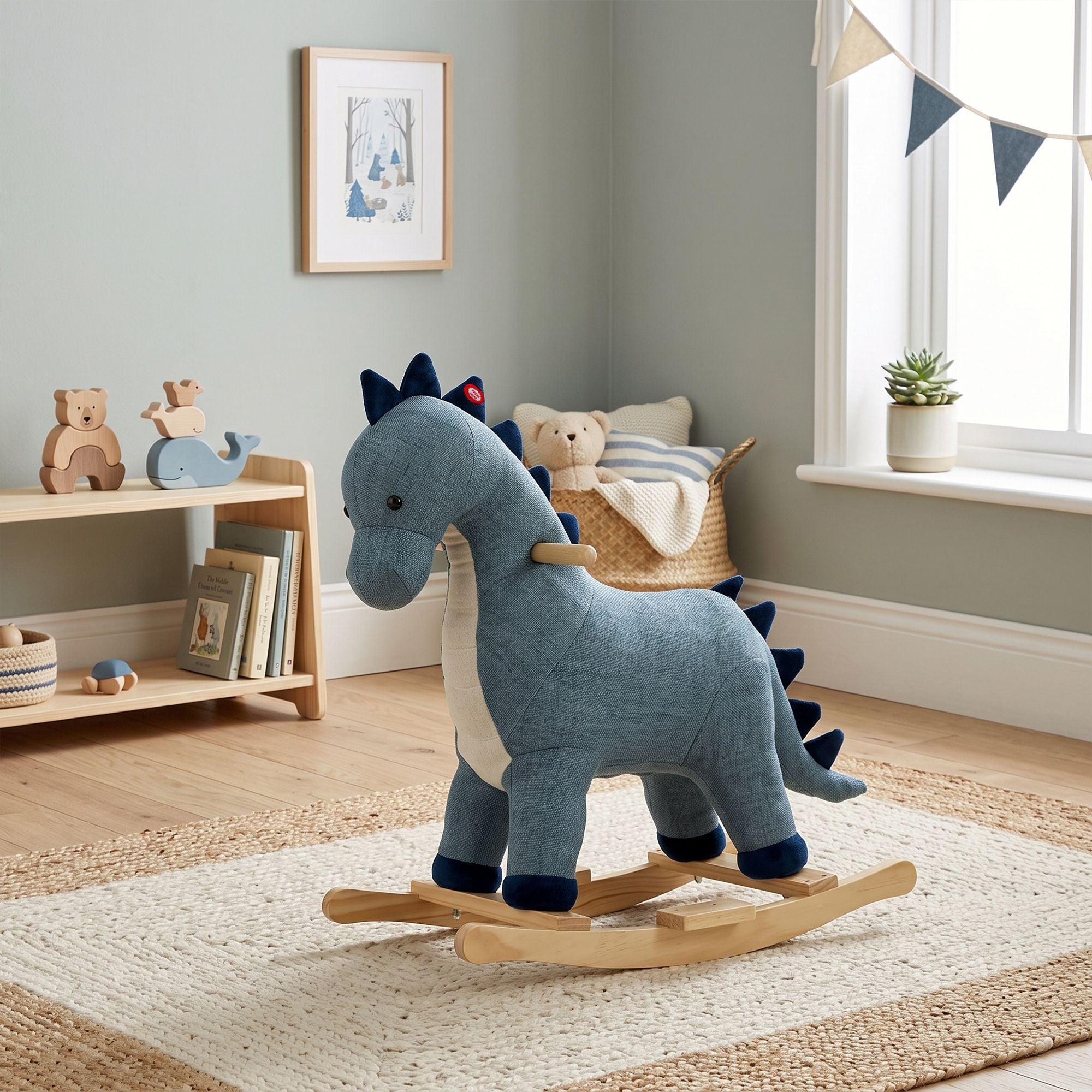 Qaba Dinosaur Rocking Horse with Sound for Toddlers, Dark Blue - product view 8