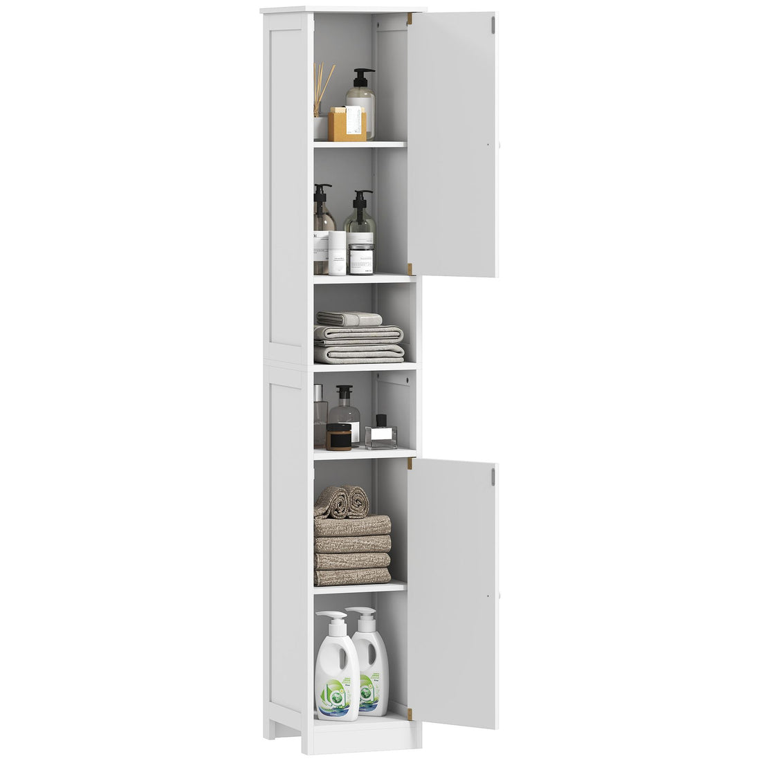 HOMCOM 70 in Tall Bathroom Storage Cabinet with Adjustable Shelves, White - product view 1