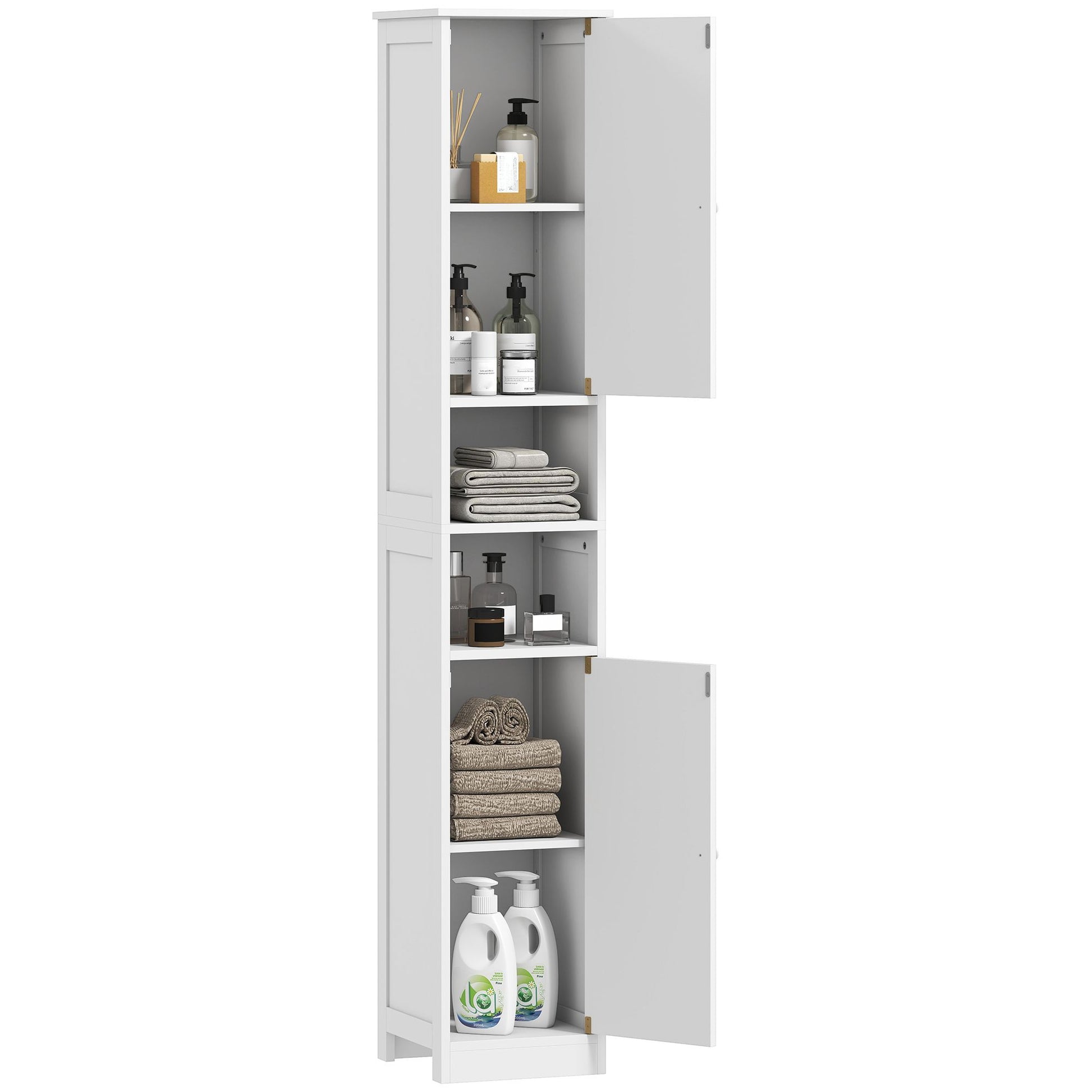 HOMCOM 70 in Tall Bathroom Storage Cabinet with Adjustable Shelves, White - product view 1