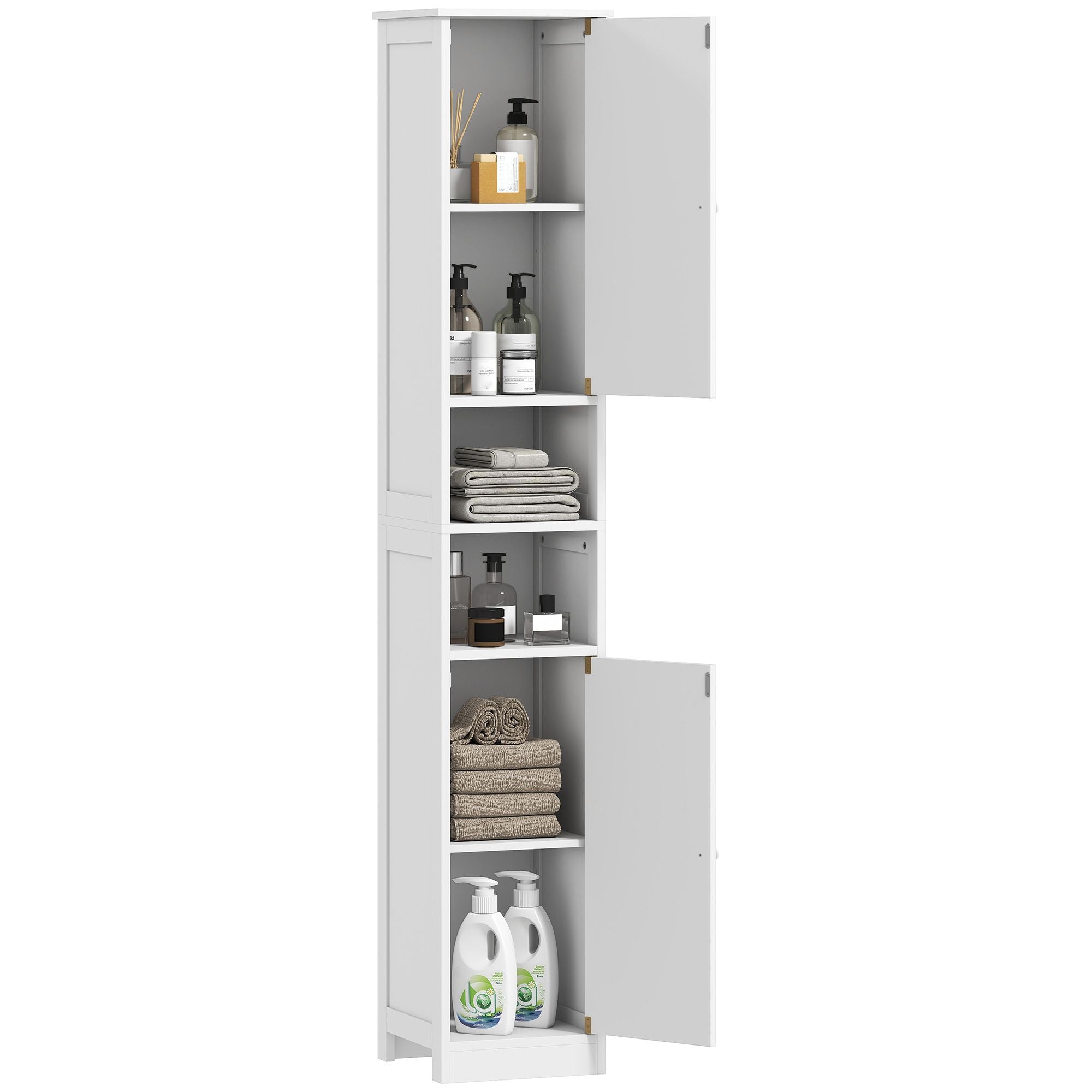 HOMCOM 70 in Tall Bathroom Storage Cabinet with Adjustable Shelves, White - product view 1