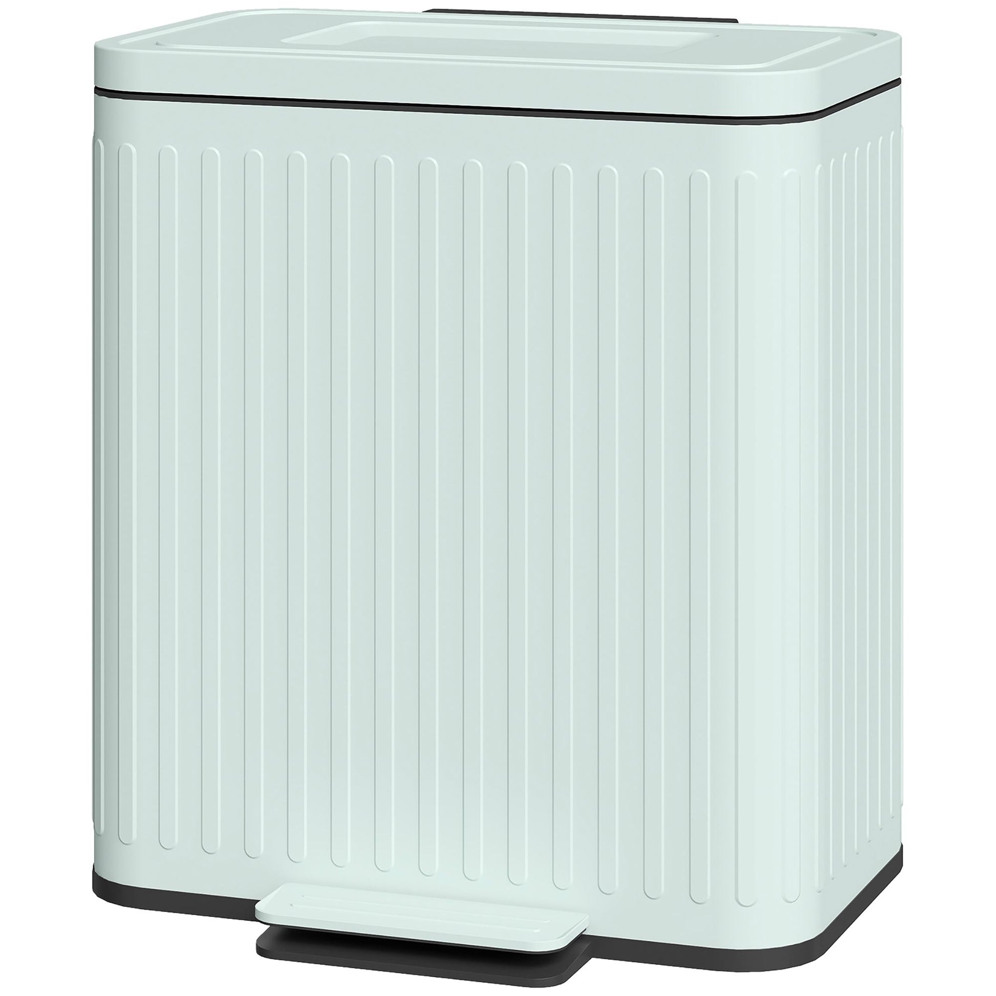 HOMCOM 2-Compartment Step-On Kitchen Trash Can, Light Green - product view 1