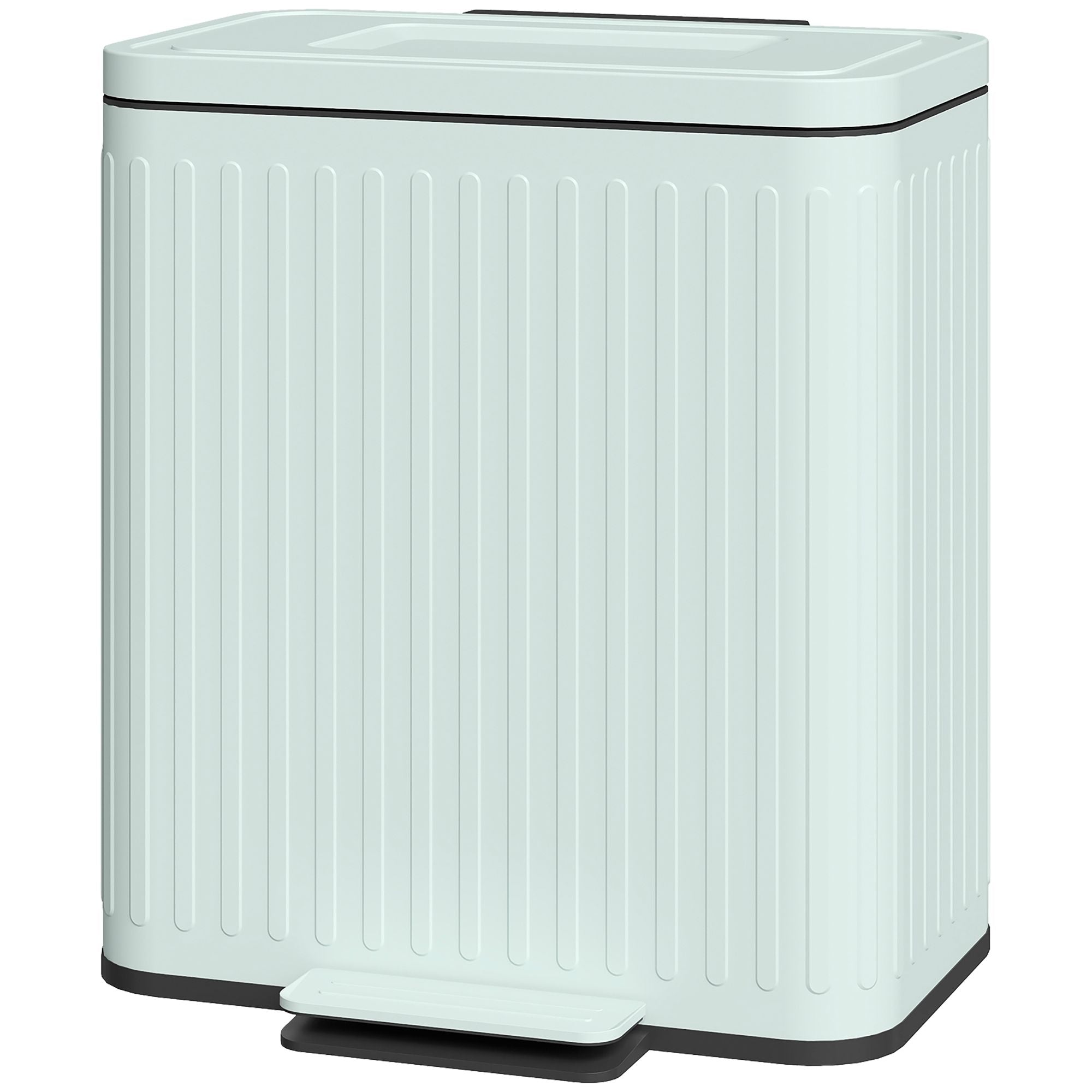 HOMCOM 2-Compartment Step-On Kitchen Trash Can, Light Green - product view 1