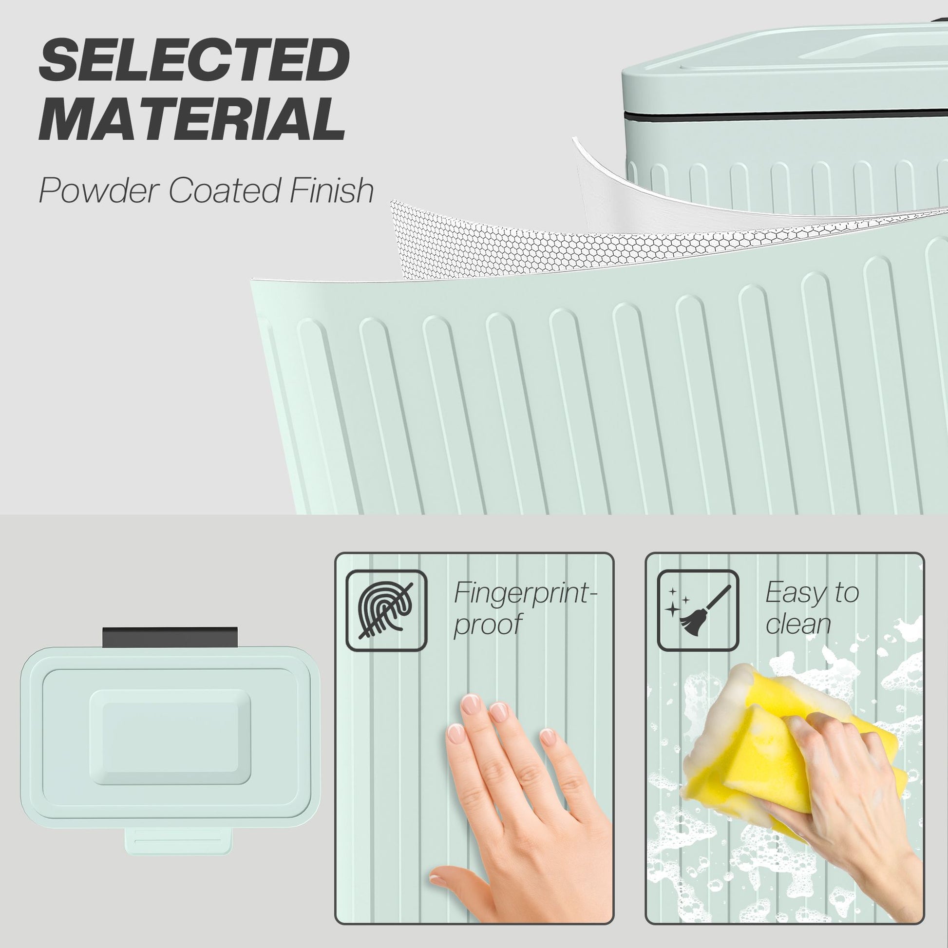 HOMCOM 2-Compartment Step-On Kitchen Trash Can, Light Green - product view 6