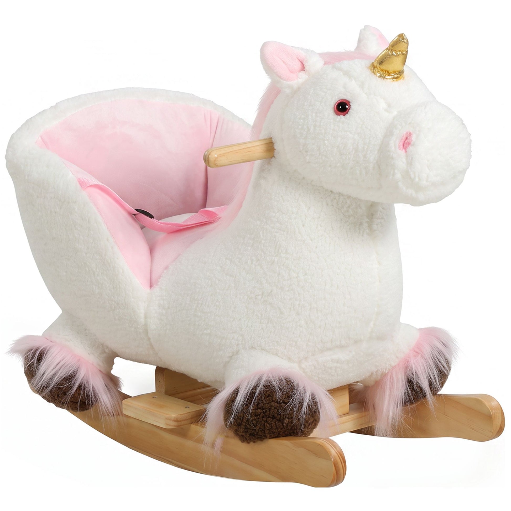 Qaba Unicorn Rocking Horse with Sound and Safety Belt, White - product view 1