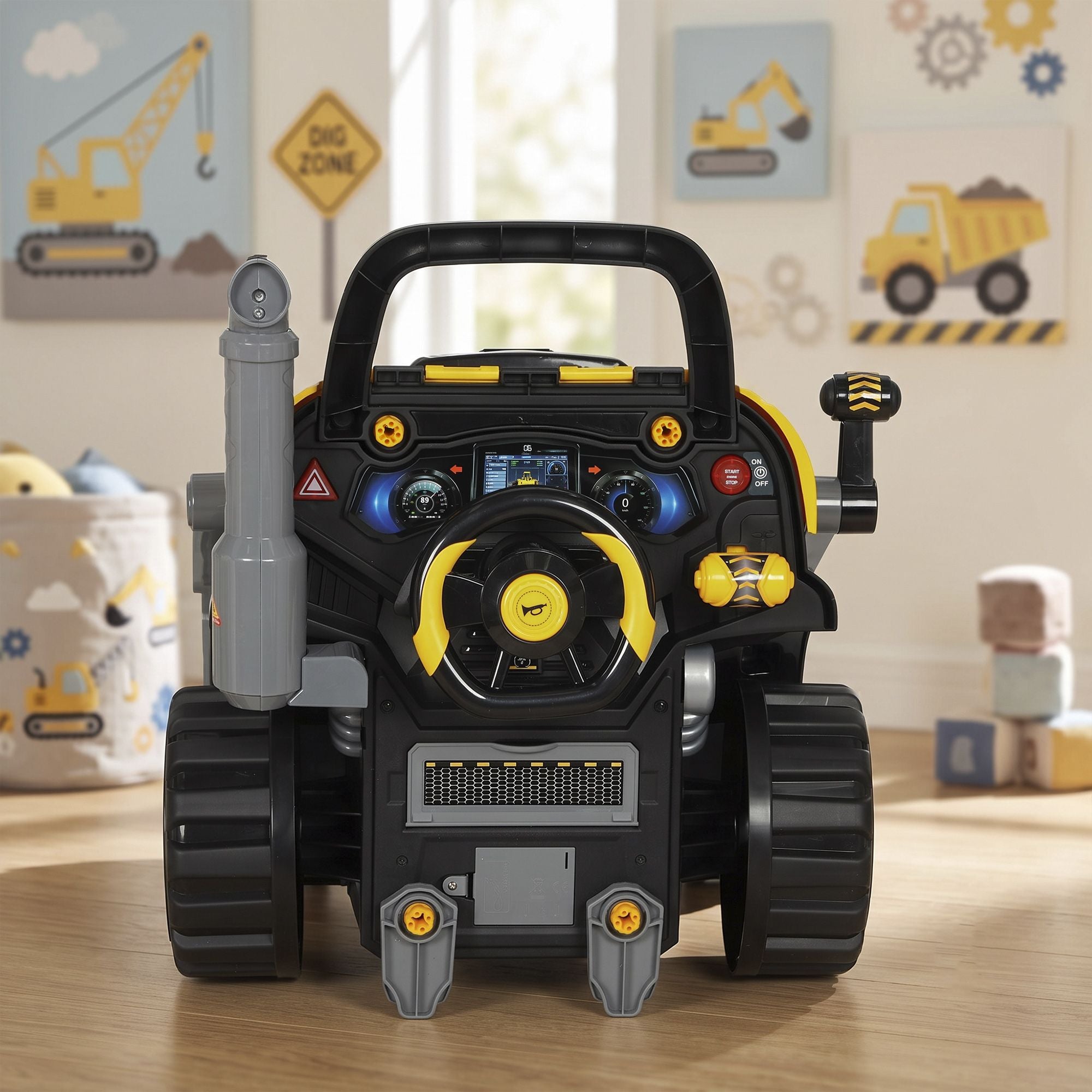 Qaba Truck Engine Mechanic Repair Toy with Lights and Sounds, Yellow - product view 8