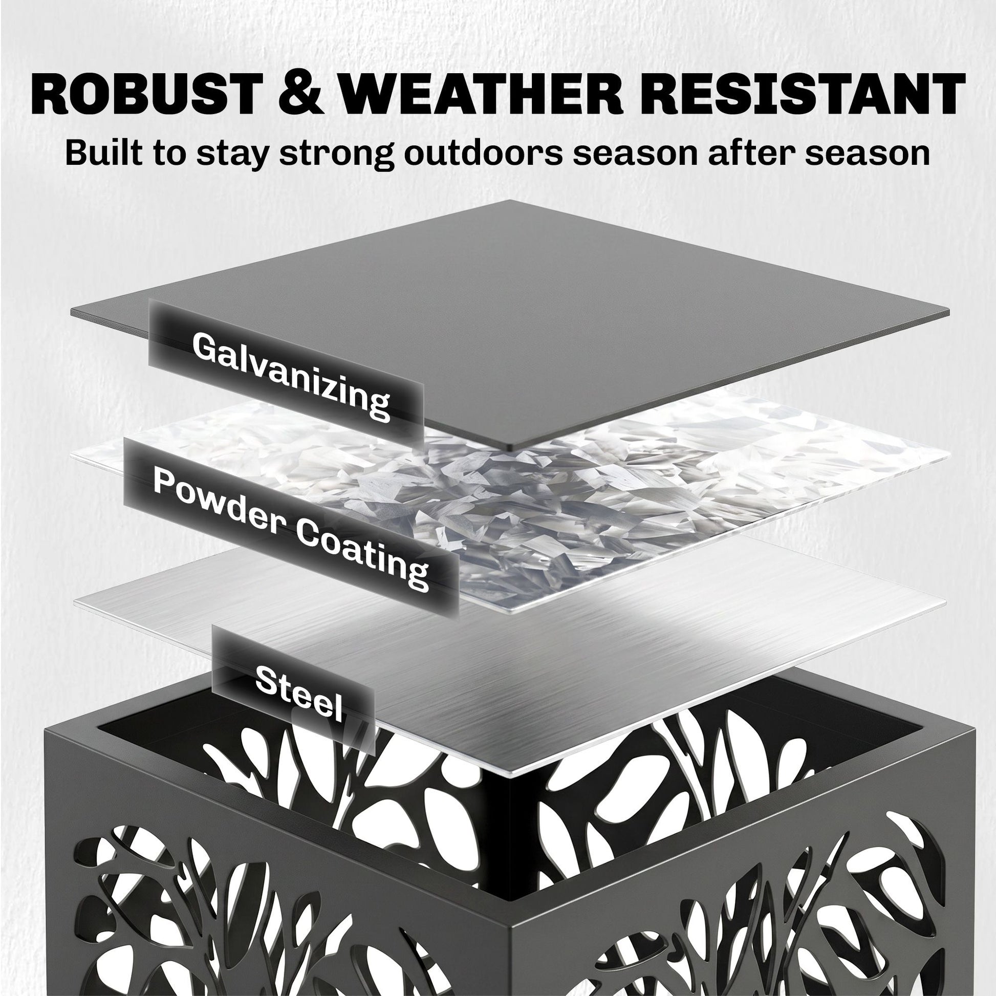 Outsunny 15 in Galvanized Steel Firewood Rack with Hooks, Black - product view 7