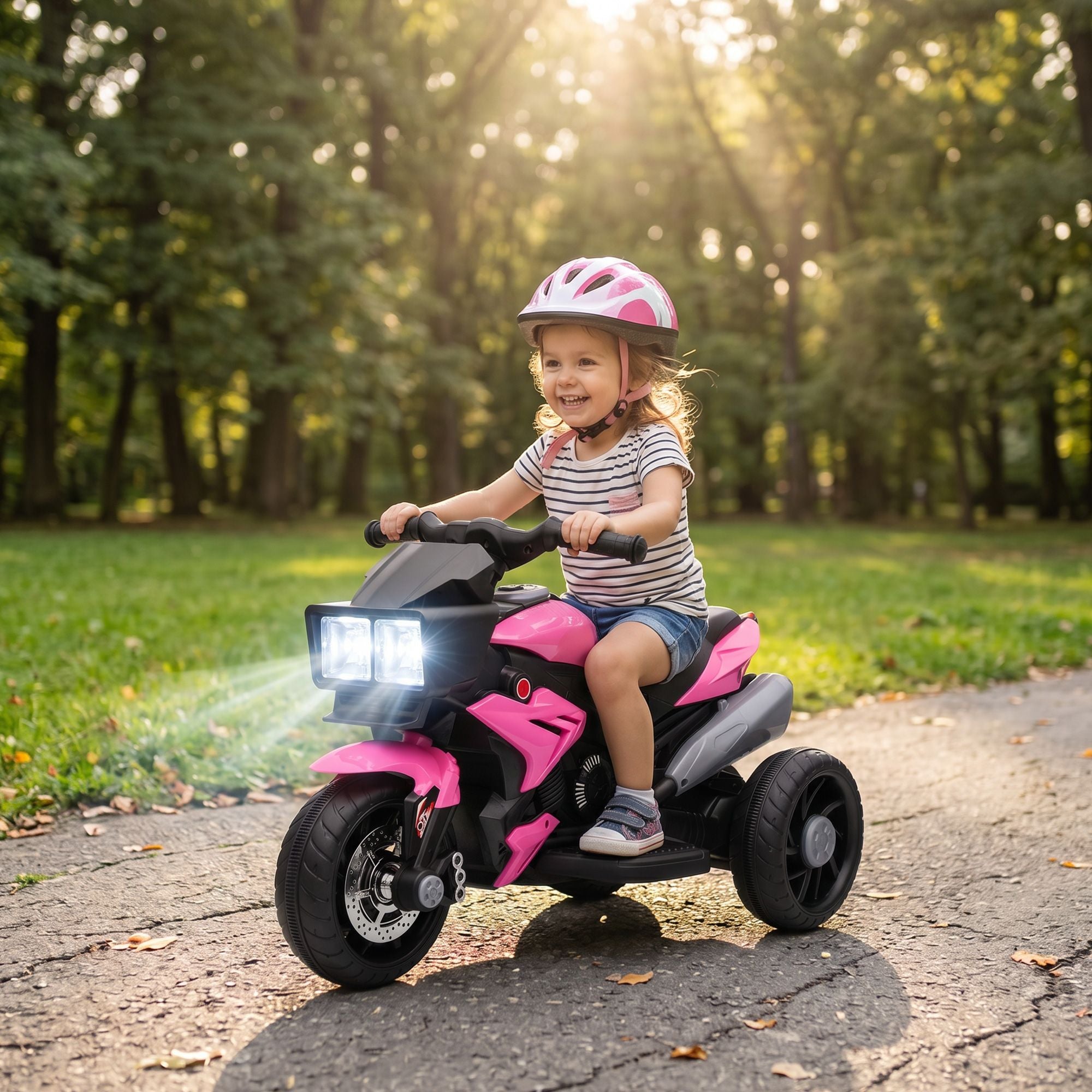 Aosom 6V Kids Electric Motorcycle with Horn and Headlights, Pink - product view 8