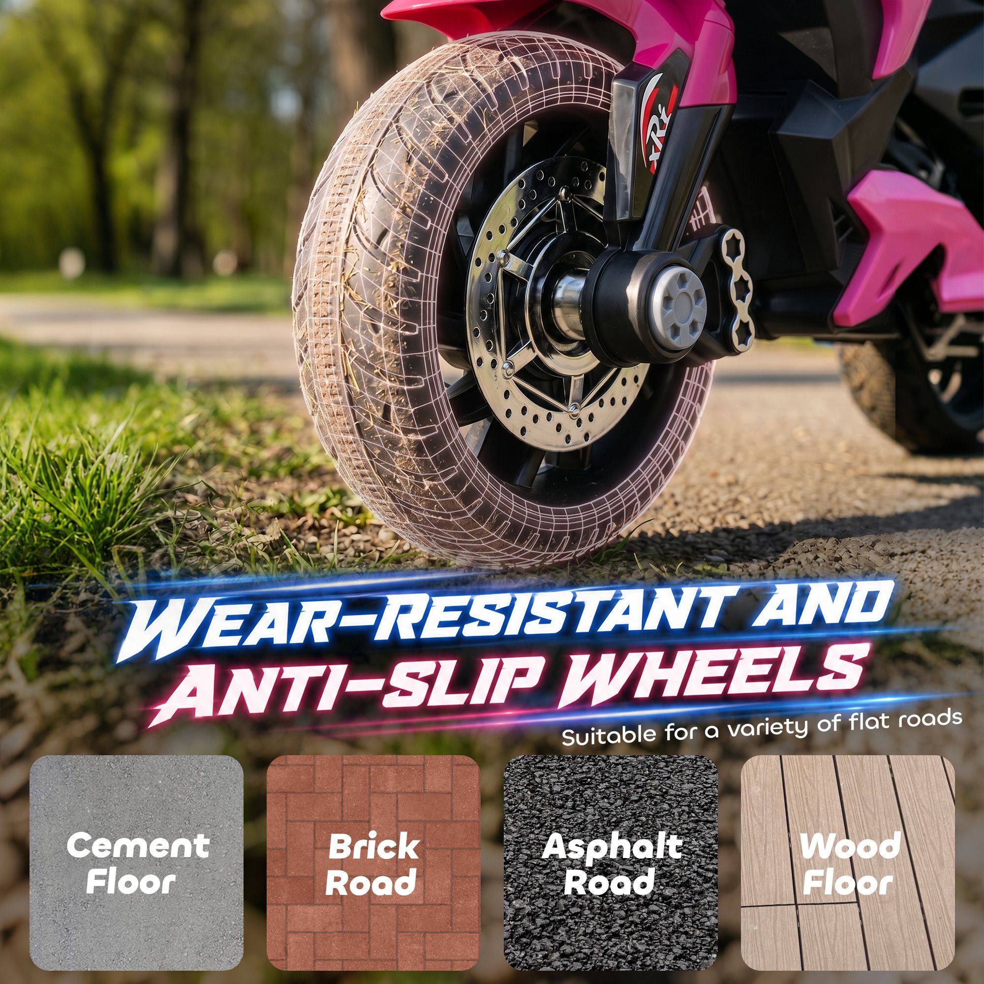 Aosom 6V Kids Electric Motorcycle with Horn and Headlights, Pink - product view 6