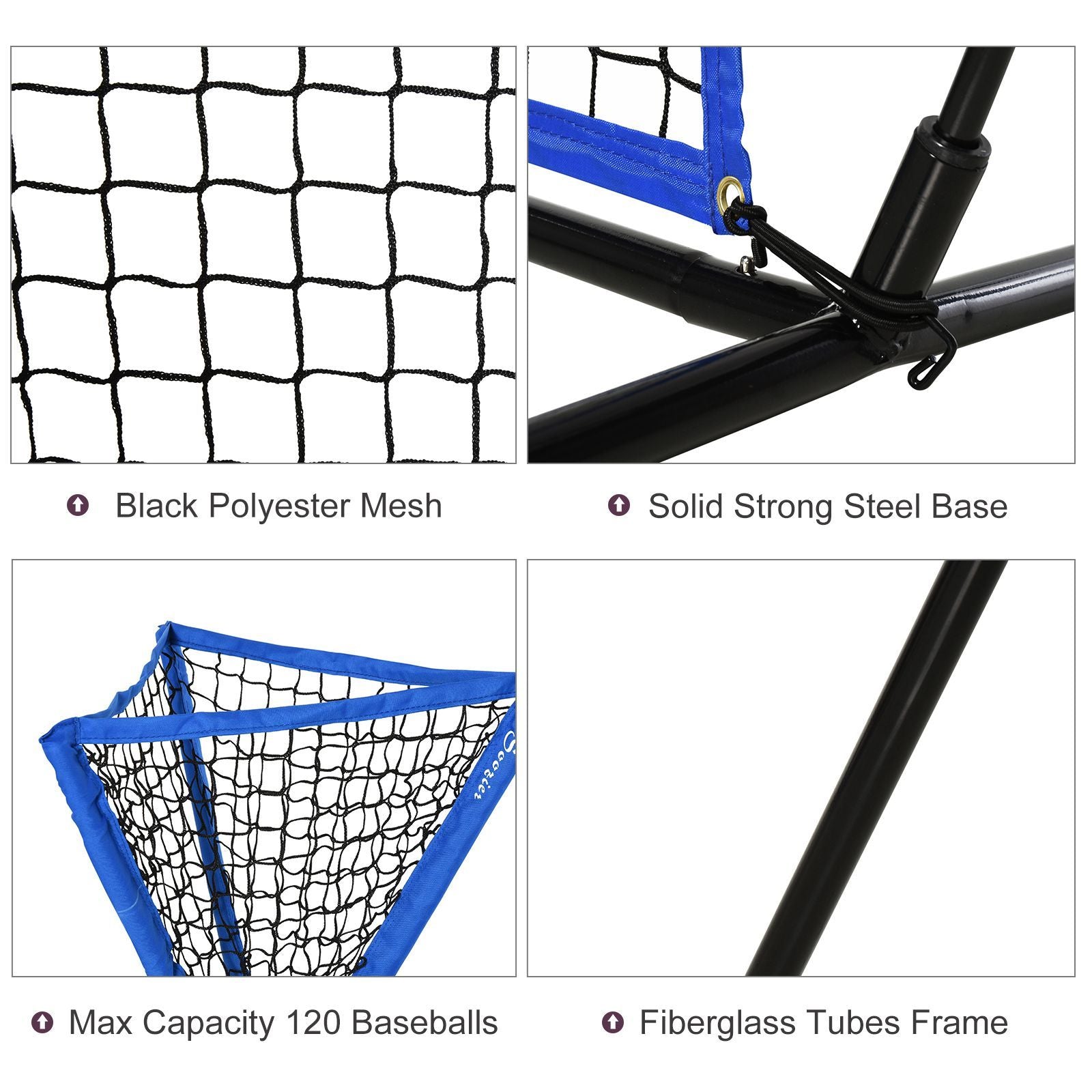 Soozier 7.5 x 7 ft Baseball Practice Net Set with Ball Caddy, Blue - product view 5