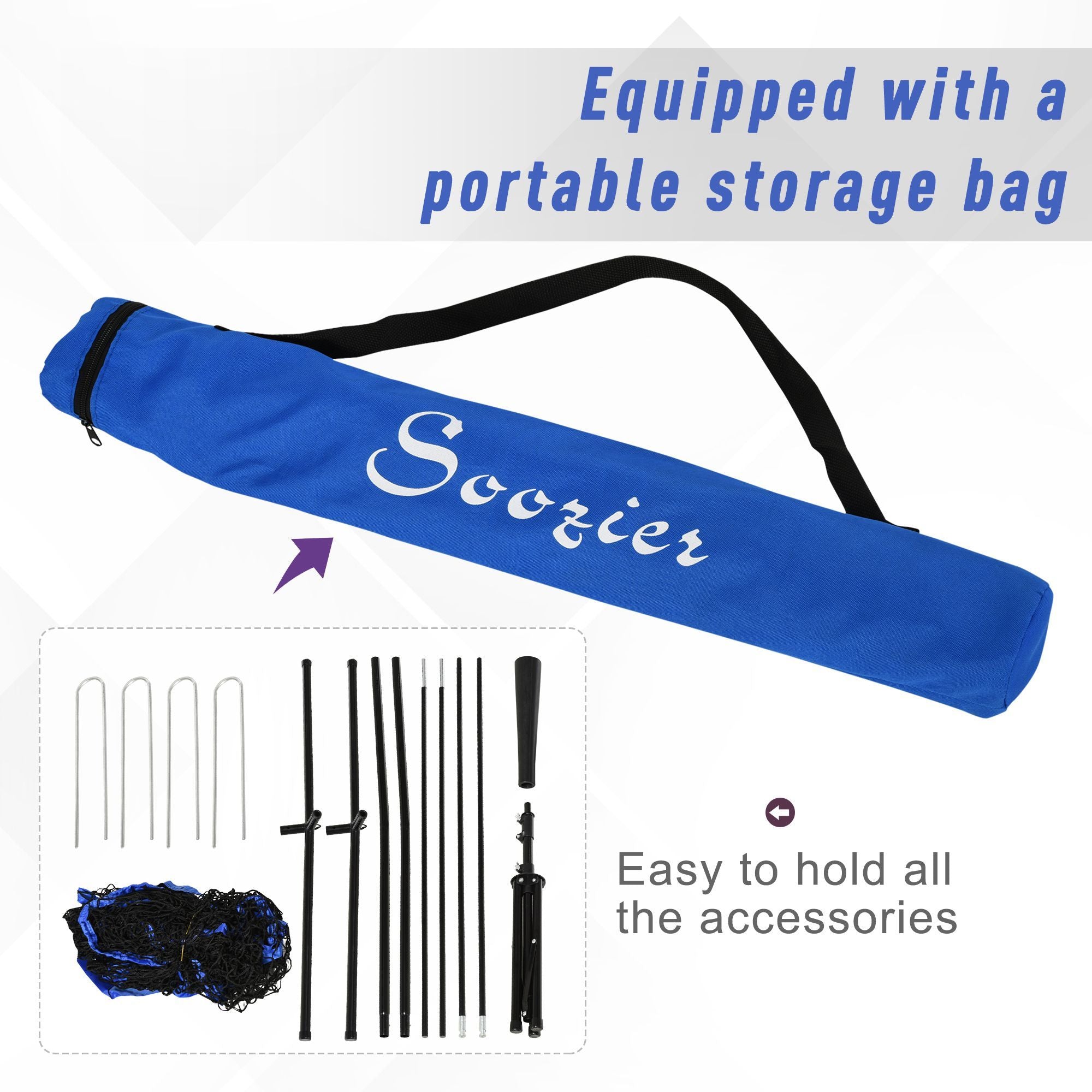 Soozier 7.5 x 7 ft Baseball Practice Net Set with Ball Caddy, Blue - product view 4