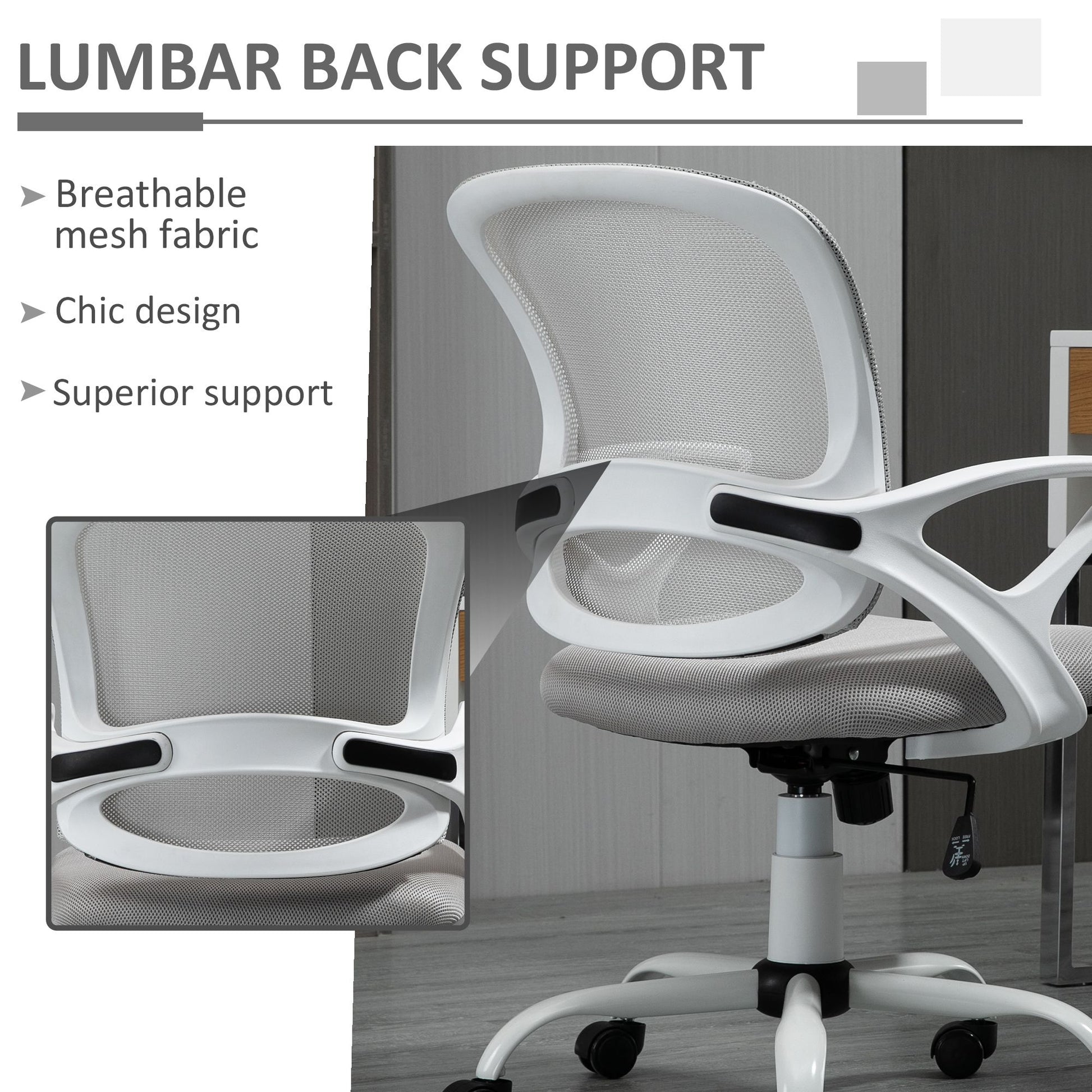 Vinsetto Ergonomic Mesh Mid-Back Swivel Office Chair, Gray
