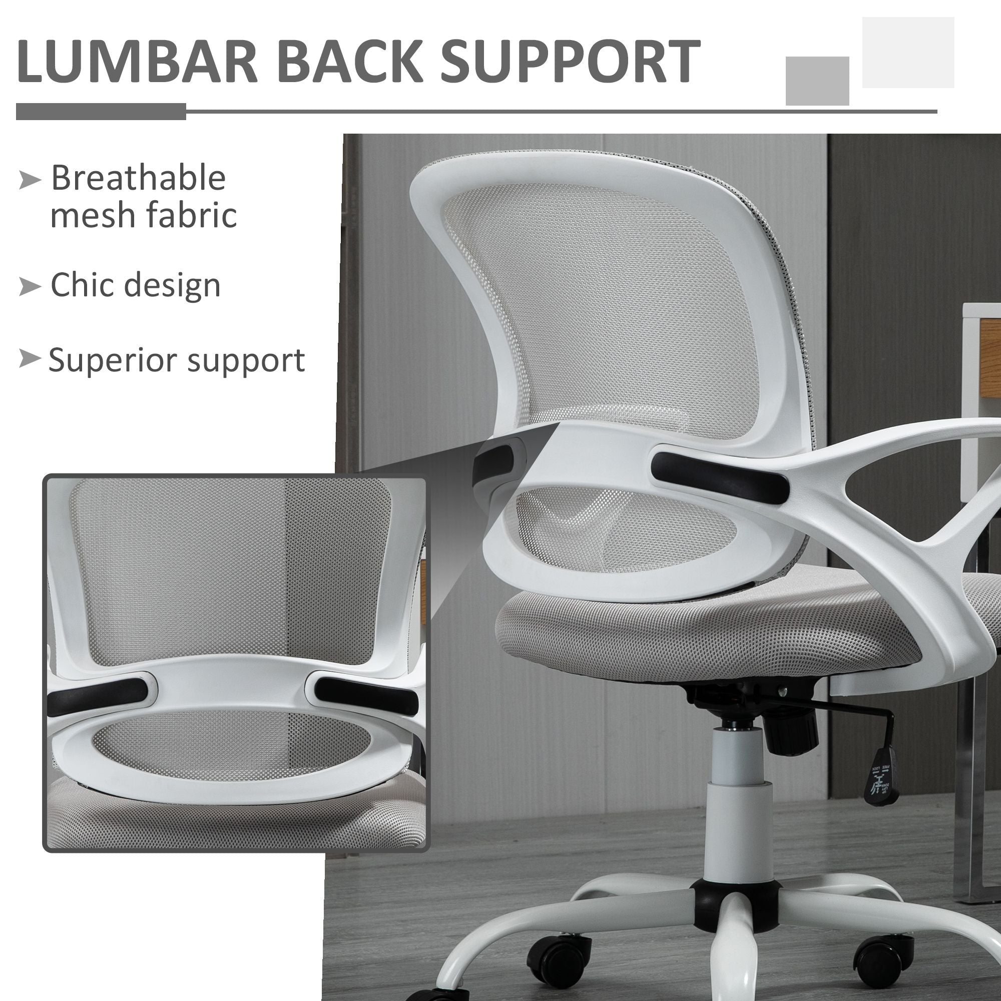 Vinsetto Ergonomic Mesh Mid-Back Swivel Office Chair, Gray