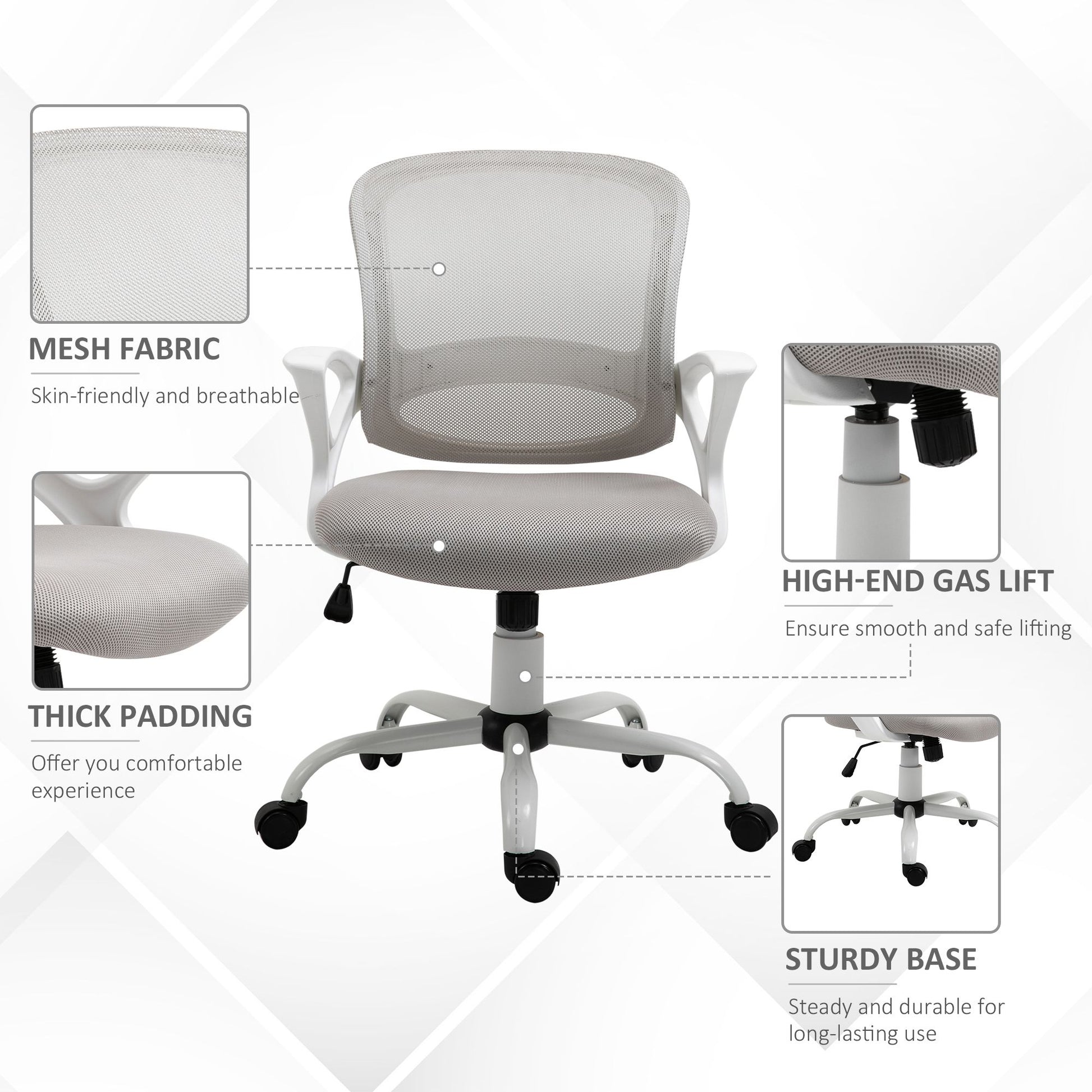 Vinsetto Ergonomic Mesh Mid-Back Swivel Office Chair, Gray
