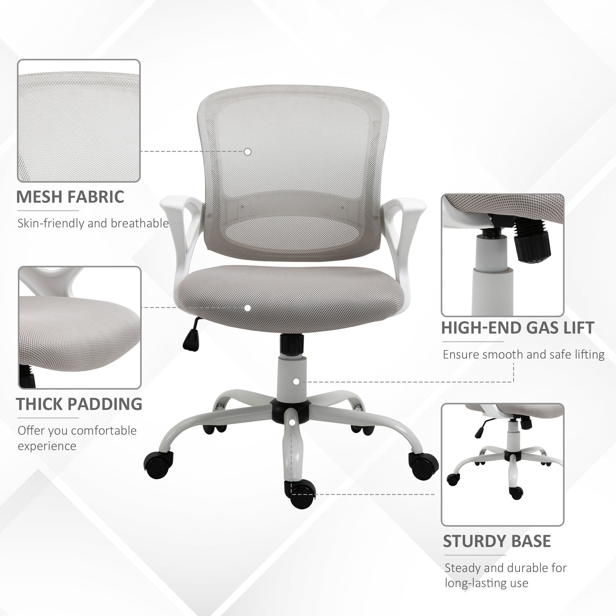 Vinsetto Ergonomic Mesh Mid-Back Swivel Office Chair, Gray
