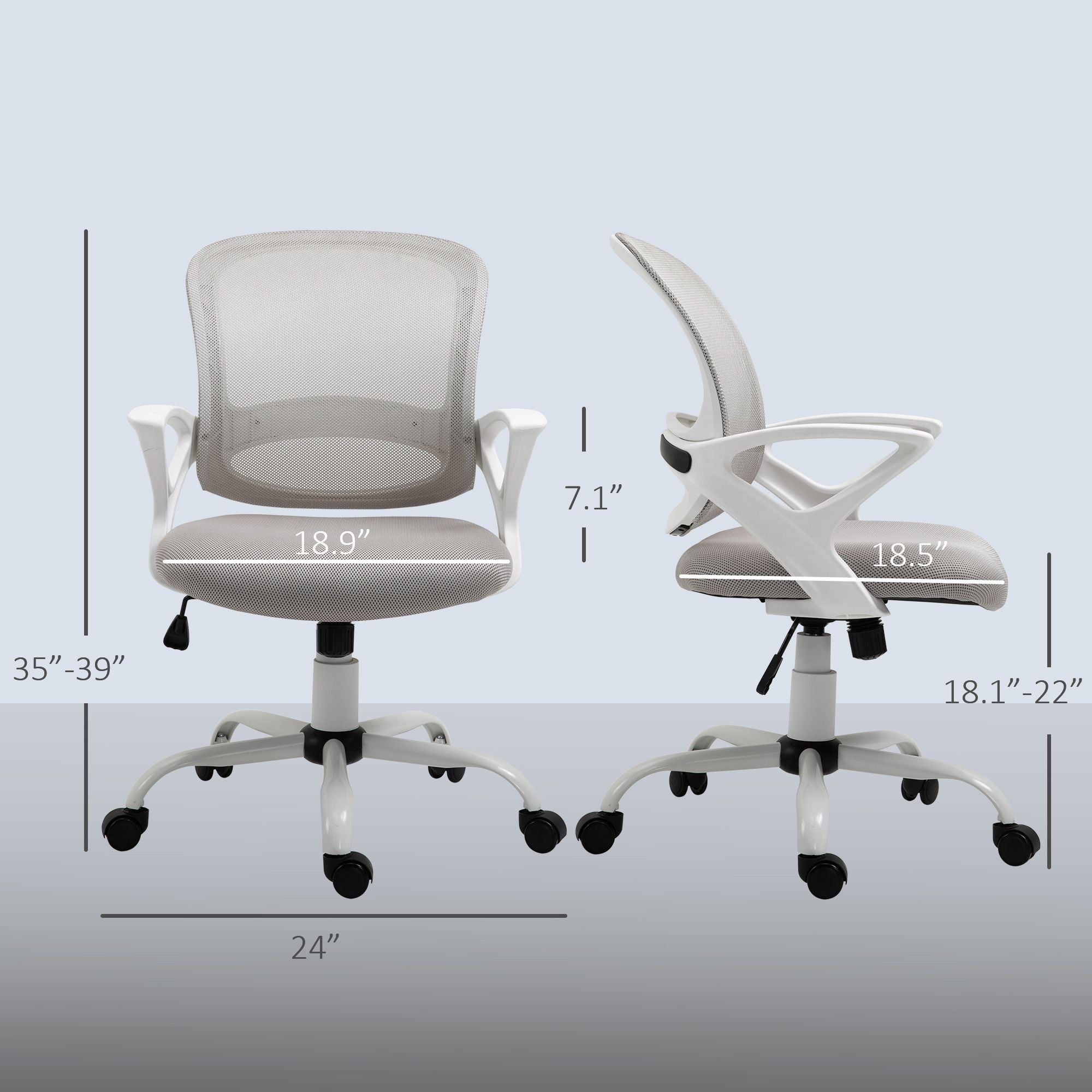 Vinsetto Ergonomic Mesh Mid-Back Swivel Office Chair, Gray
