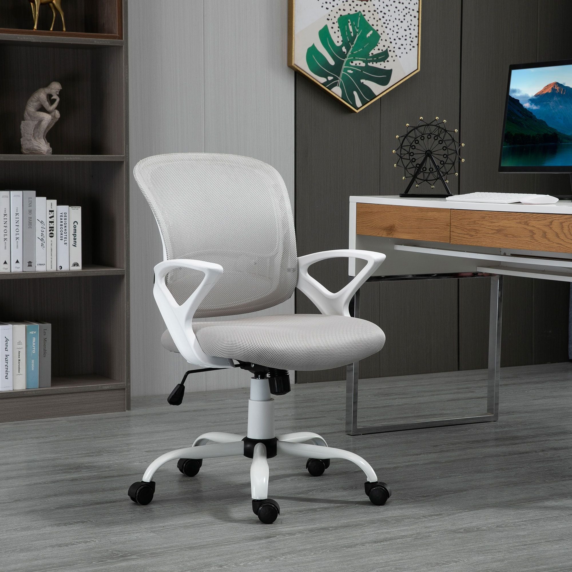 Vinsetto Ergonomic Mesh Mid-Back Swivel Office Chair, Gray