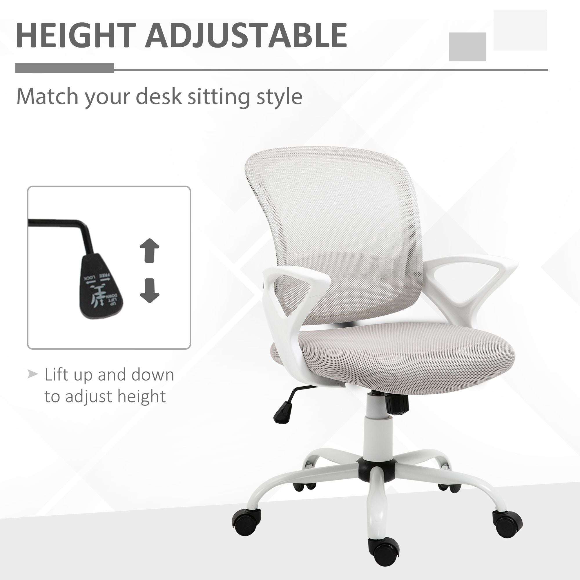 Vinsetto Ergonomic Mesh Mid-Back Swivel Office Chair, Gray