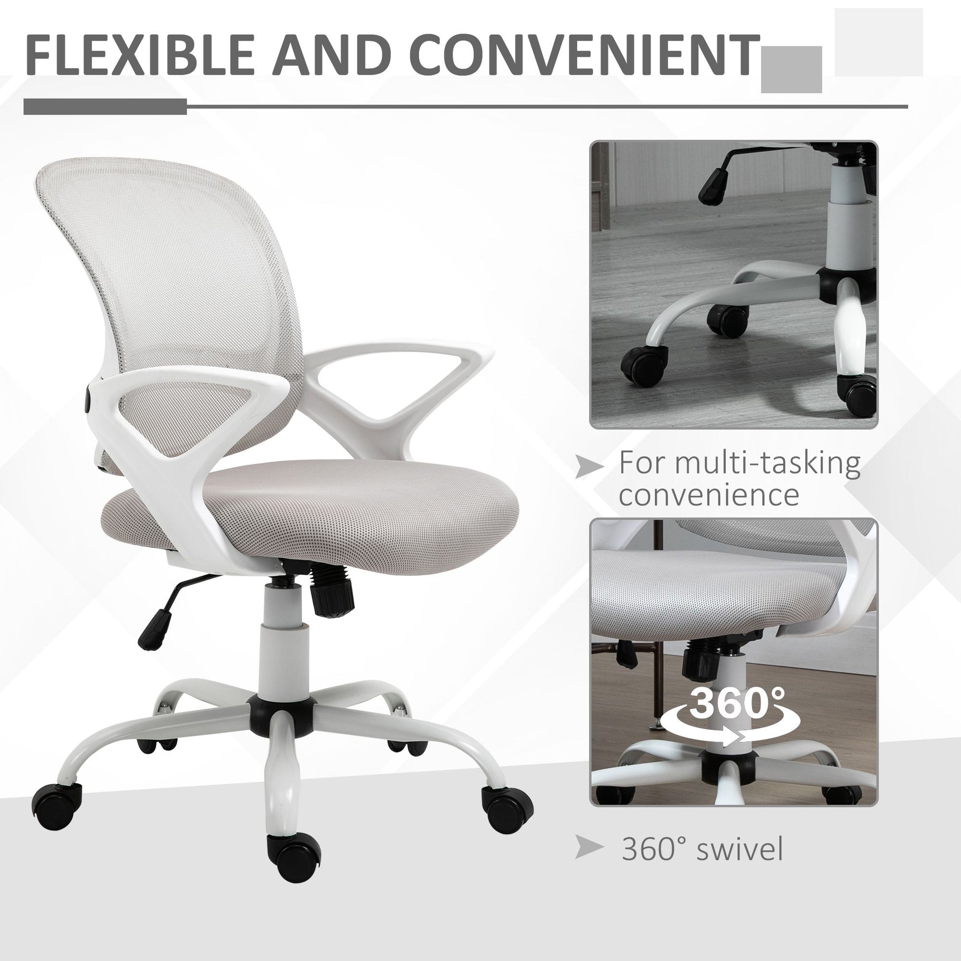 Vinsetto Ergonomic Mesh Mid-Back Swivel Office Chair, Gray