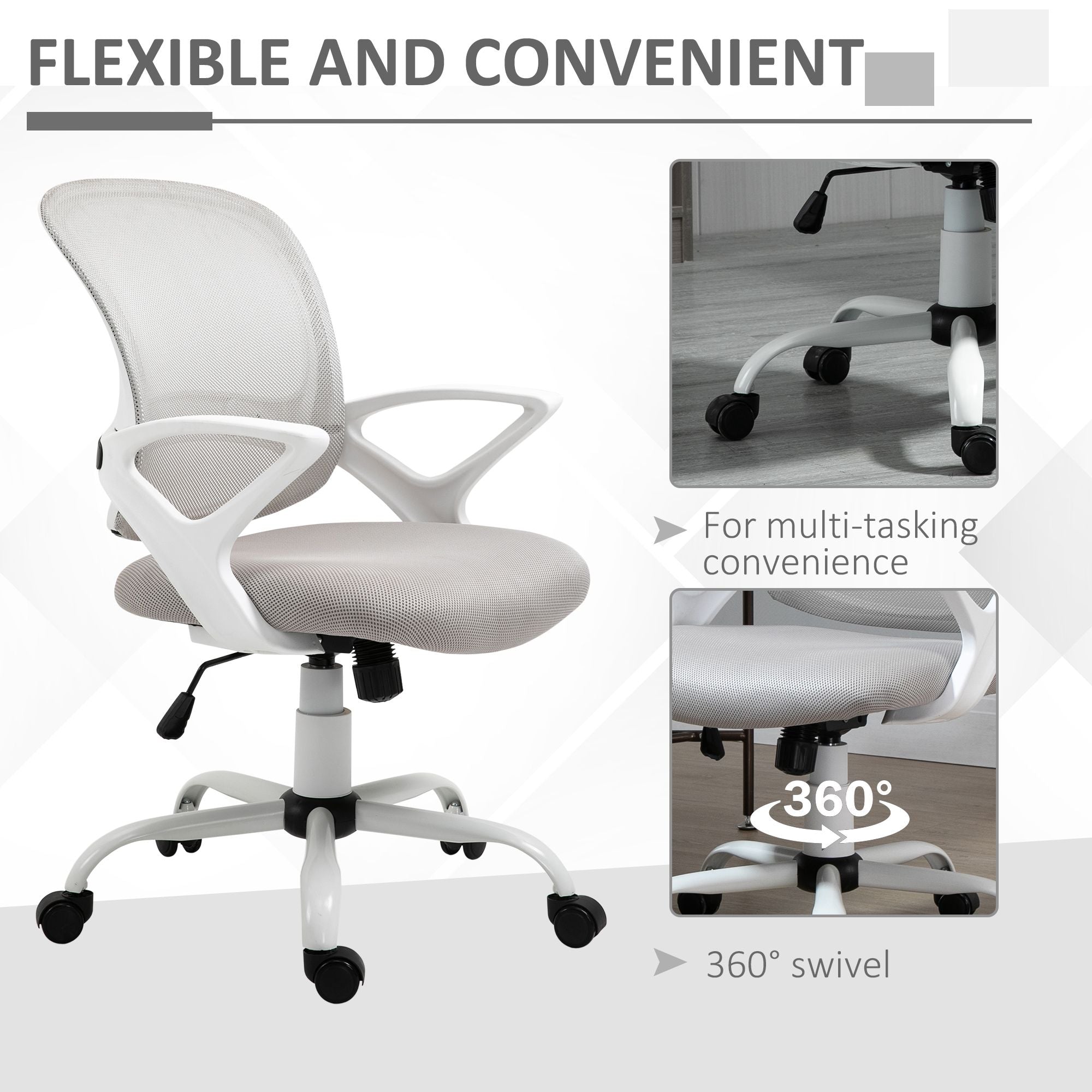 Vinsetto Ergonomic Mesh Mid-Back Swivel Office Chair, Gray