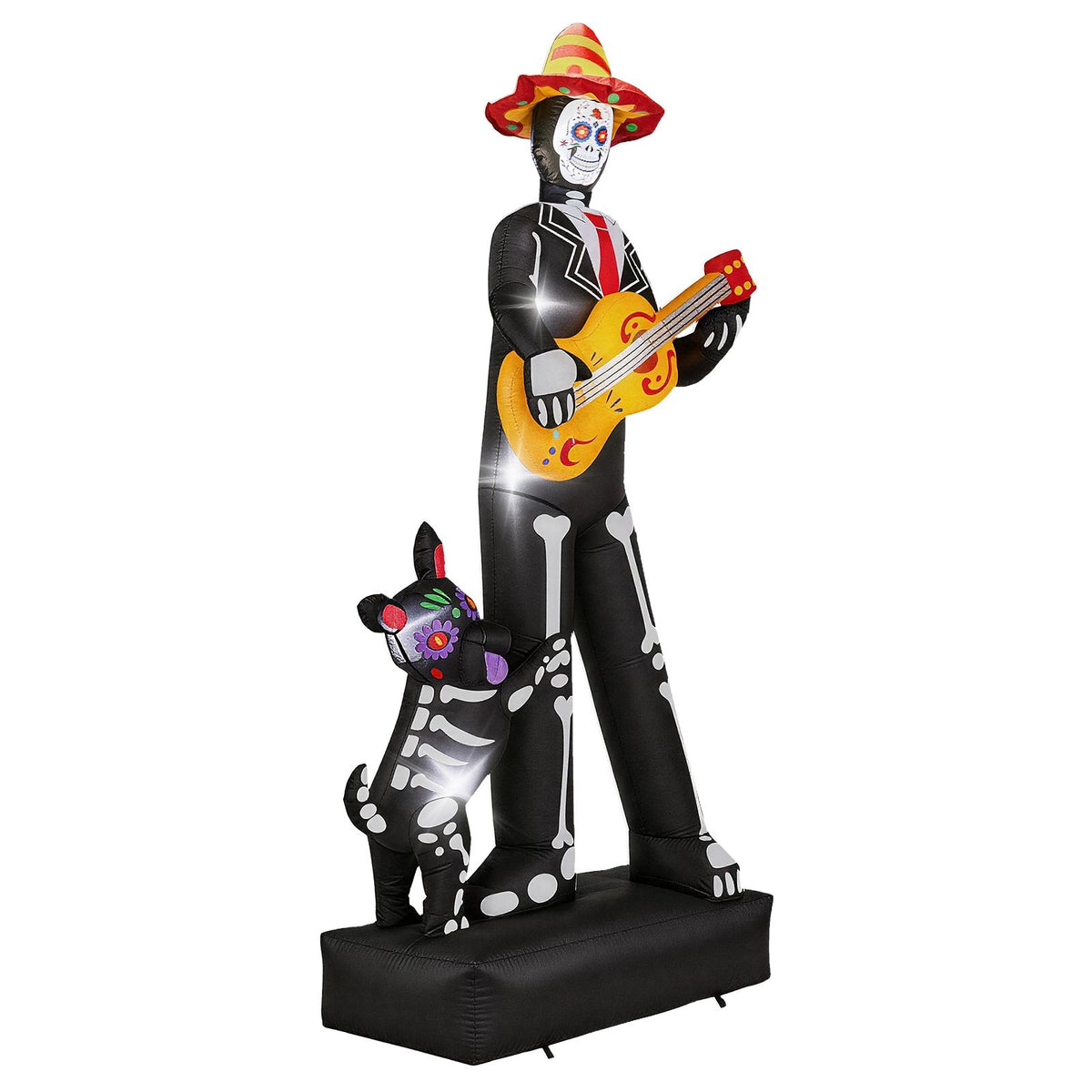 7.3ft Ghostly Musician with Dog, 6 LEDs, Black, White, Orange, Halloween Inflatable Decoration, 1500mA, 12V, US Standard - product view 12