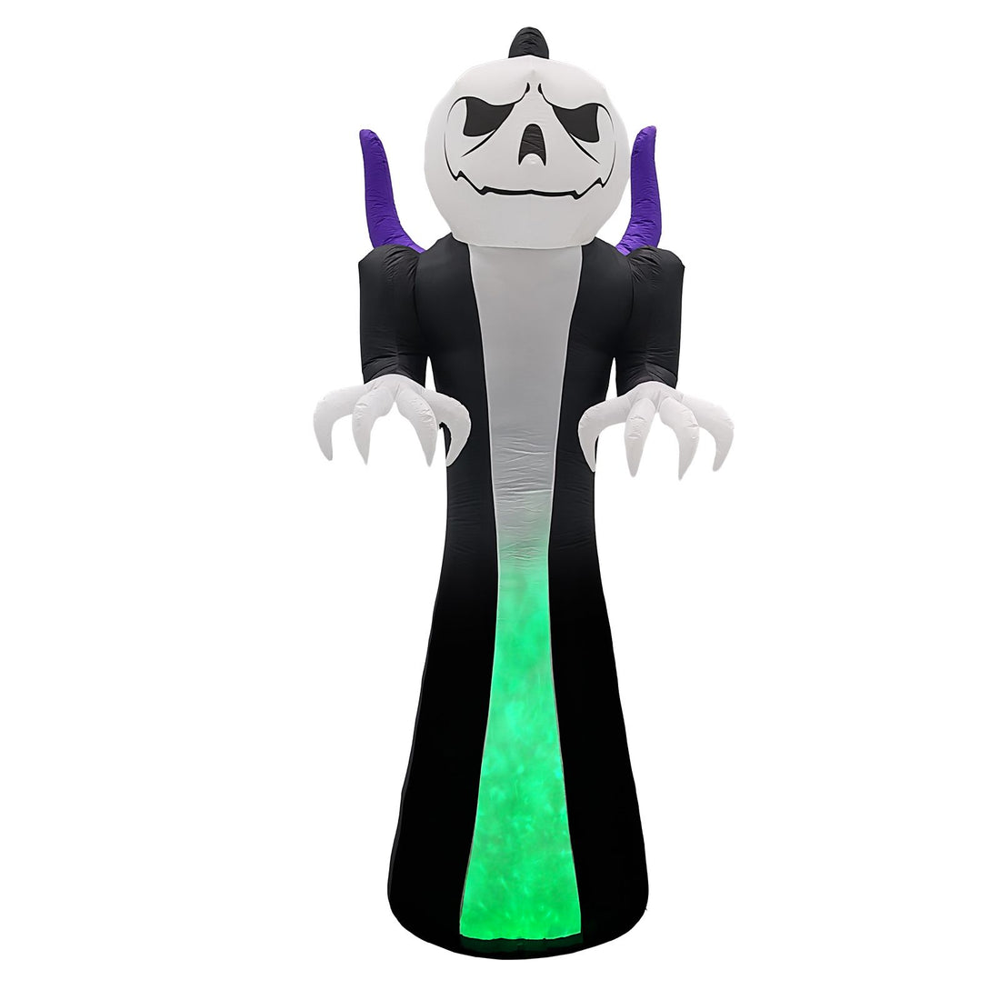 12FT Giant Halloween Inflatable Blow Up Decorations, Grim Reaper with Jack-o'-Lantern Pumpkin Head and 3-Color LED Flame for Holiday Party Garden