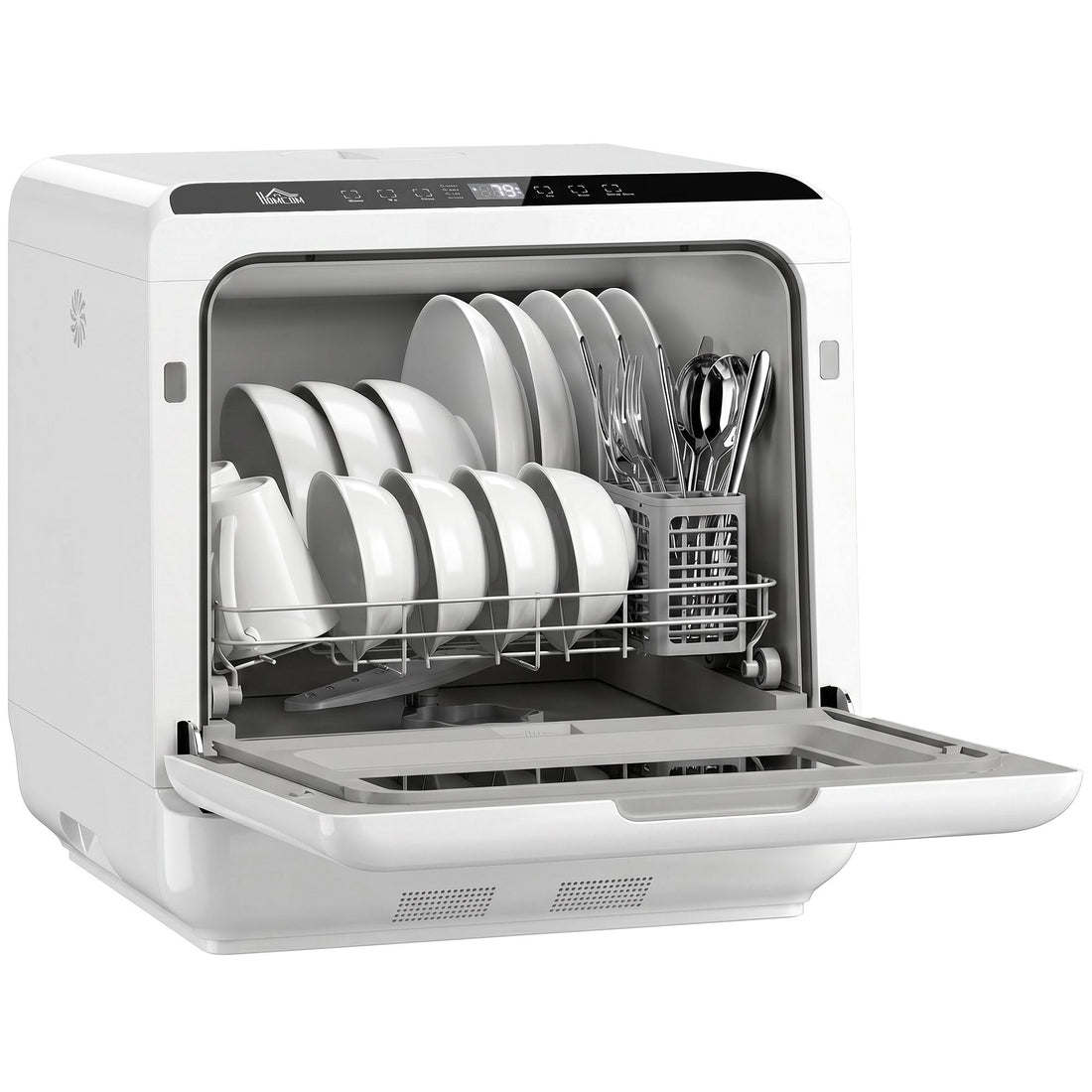 HOMCOM Countertop Dishwasher with 1.6 Gal Tank, White