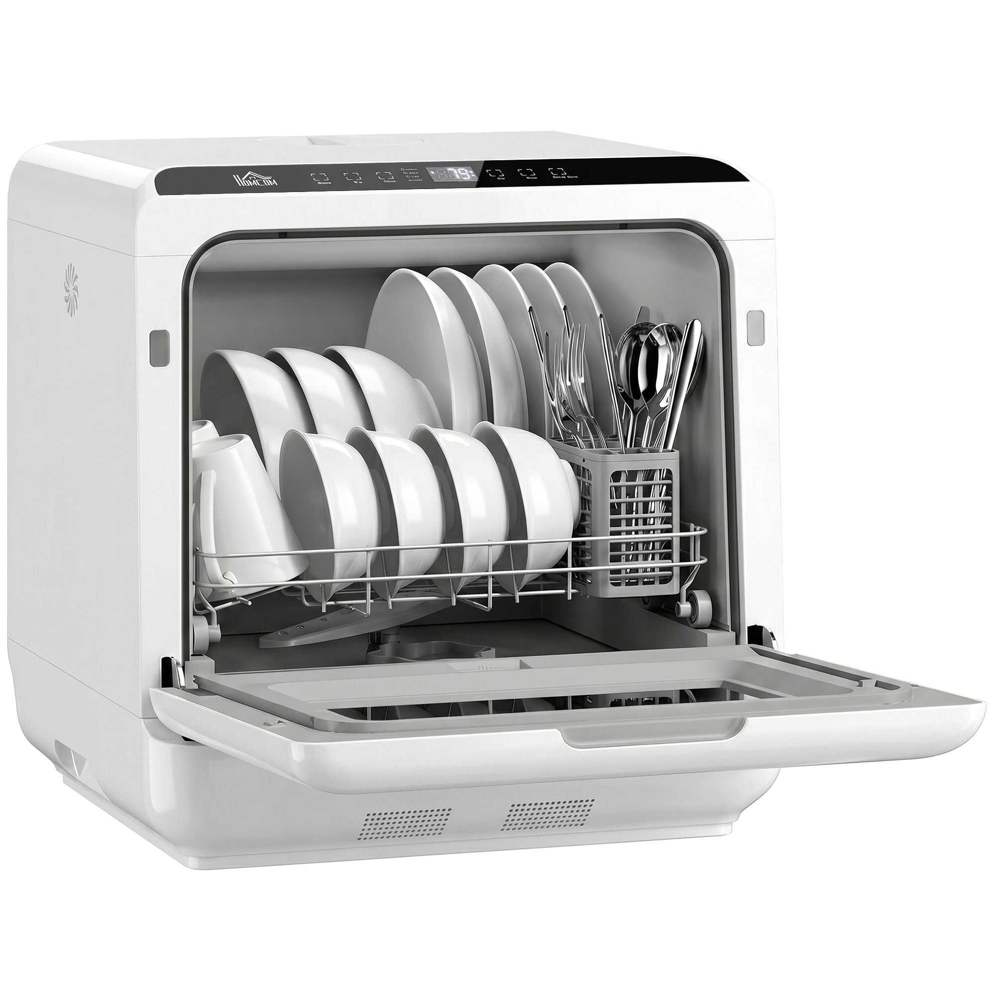 HOMCOM Countertop Dishwasher with 1.6 Gal Tank, White