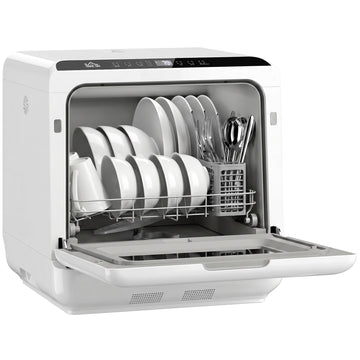 HOMCOM Countertop Dishwasher with 1.6 Gal Tank, White