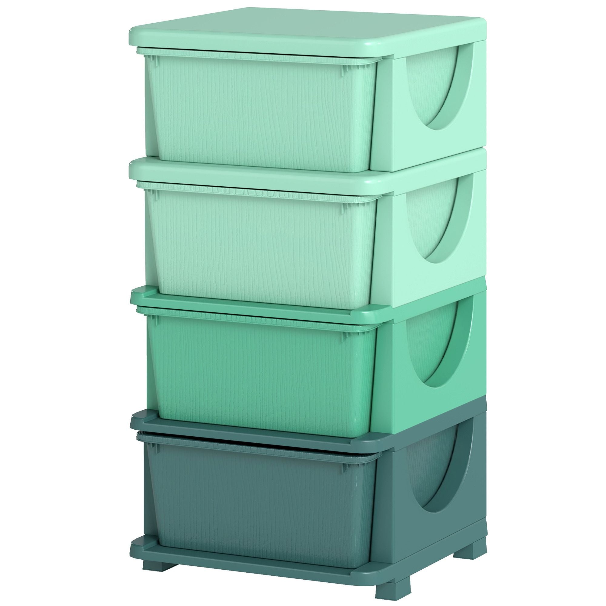 Qaba 4-Tier Kids Storage Organizer with 4 Drawers, Green