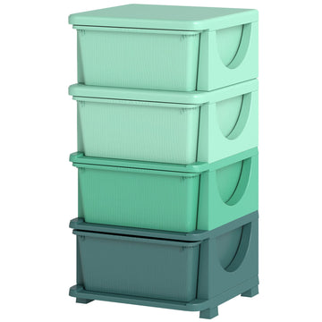 Qaba 4-Tier Kids Storage Organizer with 4 Drawers, Green