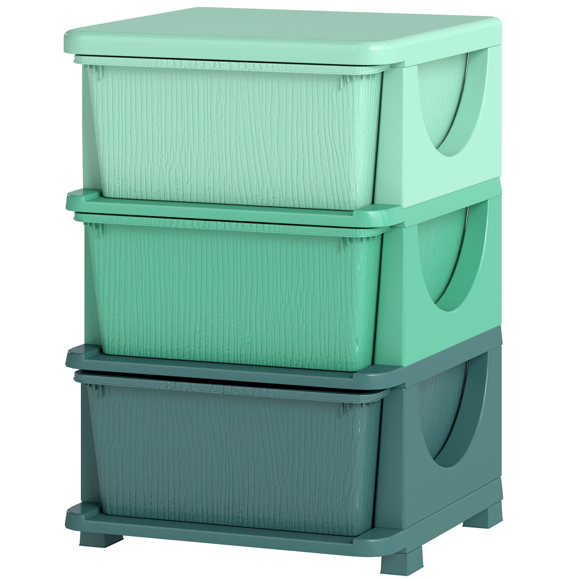 Qaba 3-Tier Kids Toy Storage Organizer with 3 Drawers, Green