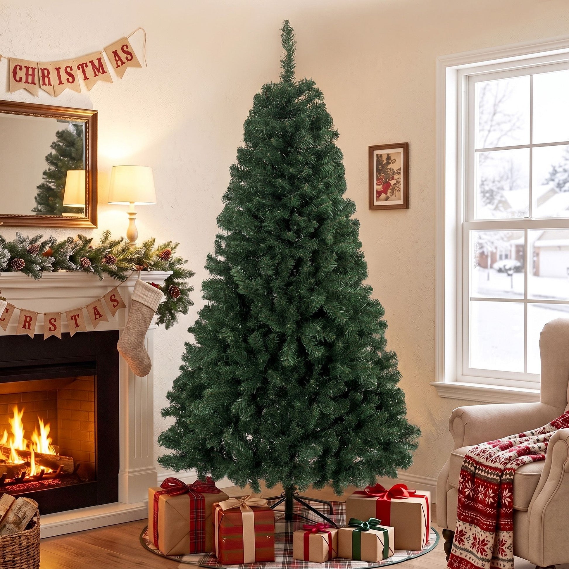 HOMCOM 6 ft Norway Spruce Artificial Christmas Tree, Green