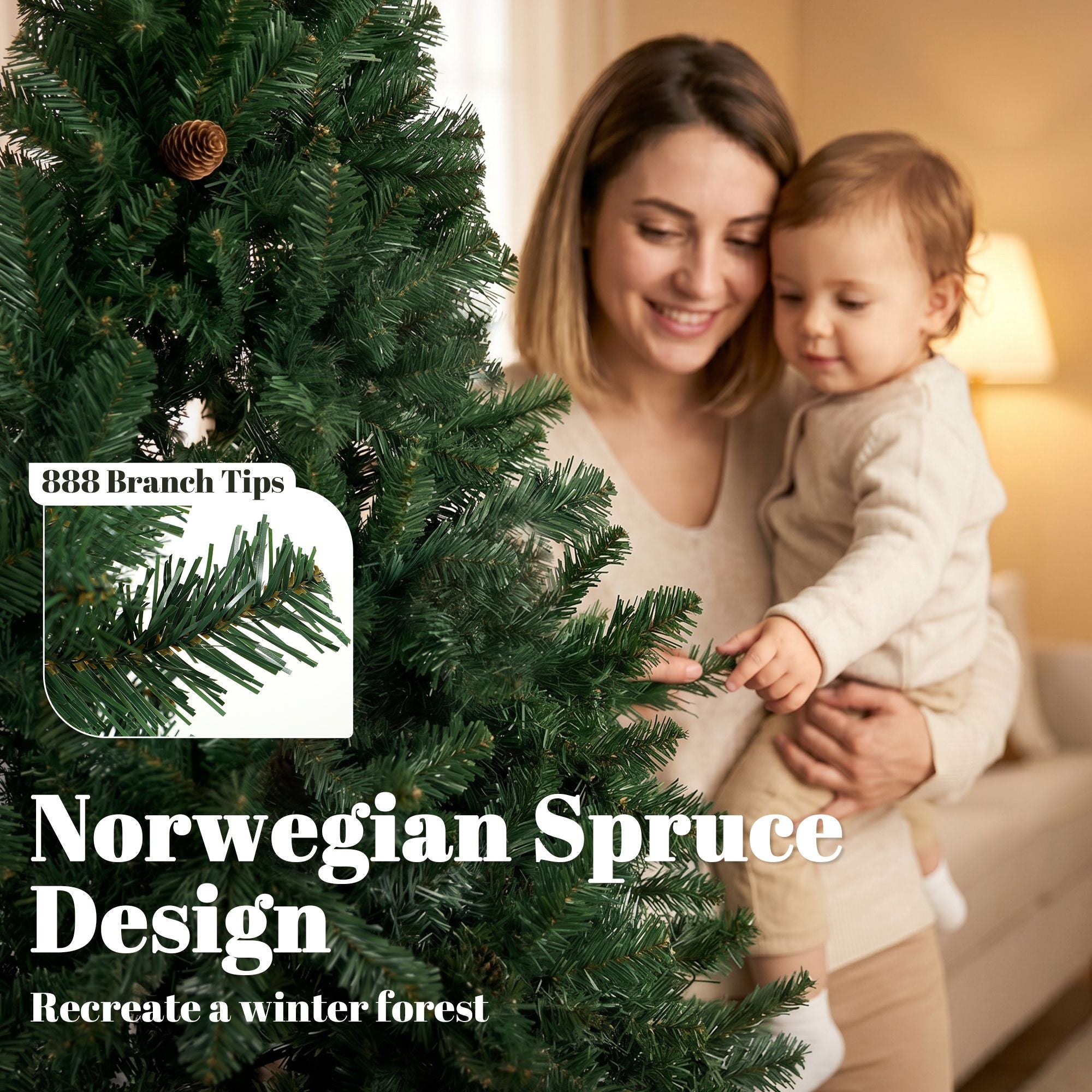 HOMCOM 6 ft Norway Spruce Artificial Christmas Tree, Green