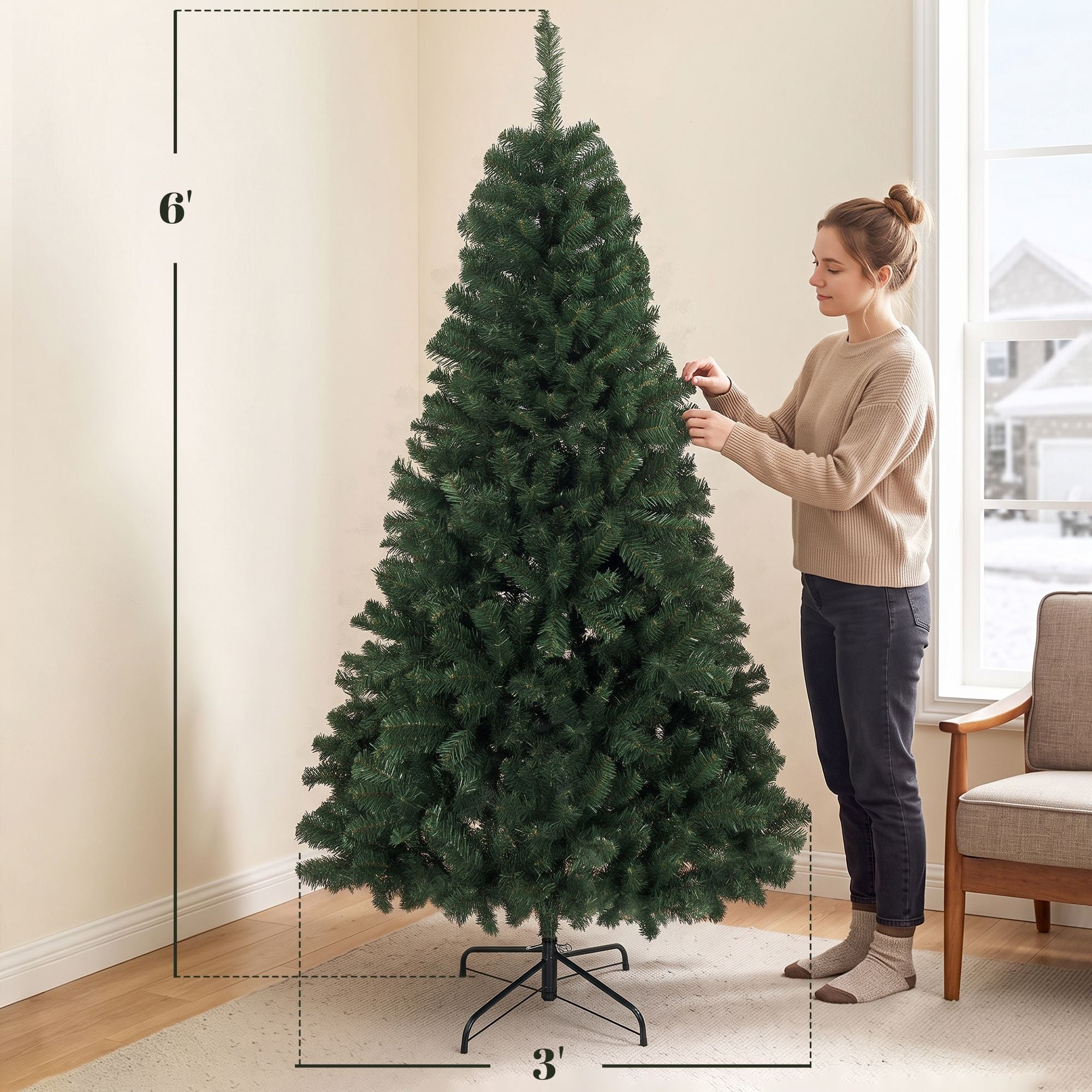 HOMCOM 6 ft Norway Spruce Artificial Christmas Tree, Green