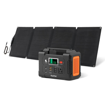 200W Portable Power Station & 60W Solar Panel; FlashFish 151Wh Solar Generator with 60W 18V ETFE Portable Solar Panel; Flashfish Foldable Solar