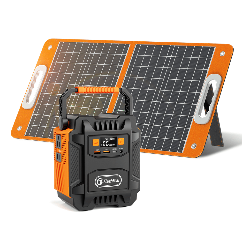 200W (Peak 400W) Portable Power Station with 60W Solar Panel,Power Backup Lithium Battery 172.8Wh Power Supply withAC Outlet DC Port USB QC3.0 Solar