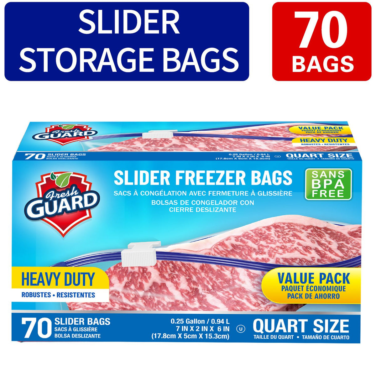 70-Count Heavy-Duty Slider Food Storage Bags