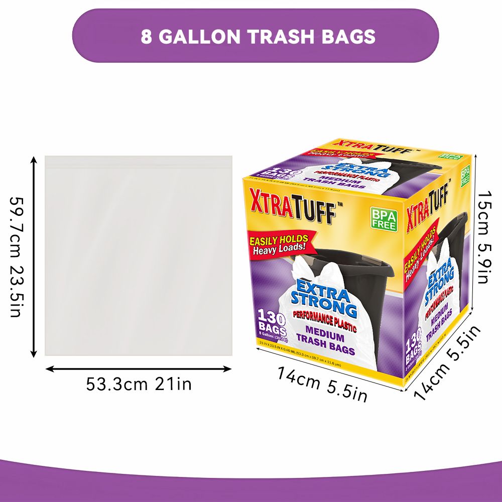 130-Count 8-Gallon Drawstring Garbage Bags, Lemon Mint Scent - product view 3