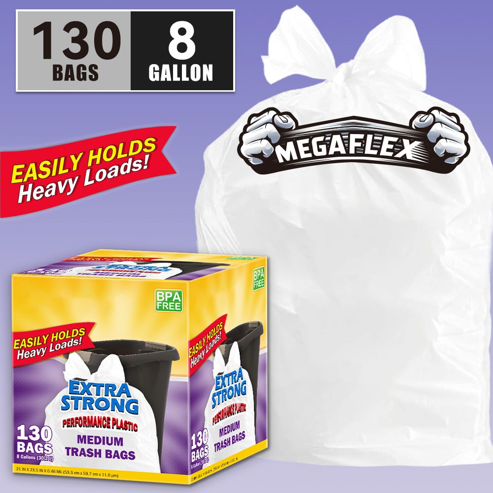 130-Count 8-Gallon Drawstring Garbage Bags, Lemon Mint Scent - product view 10