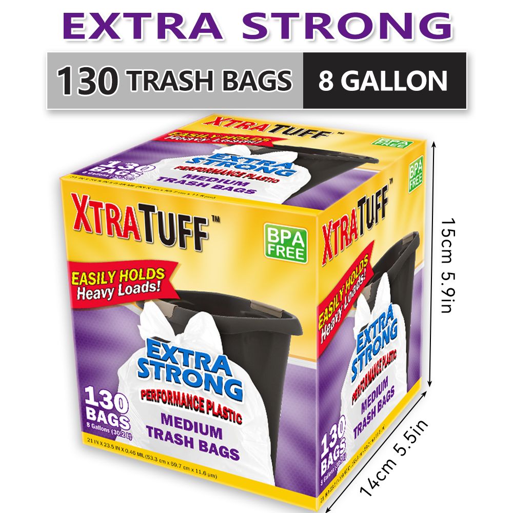 130-Count 8-Gallon Drawstring Garbage Bags, Lemon Mint Scent - product view 7