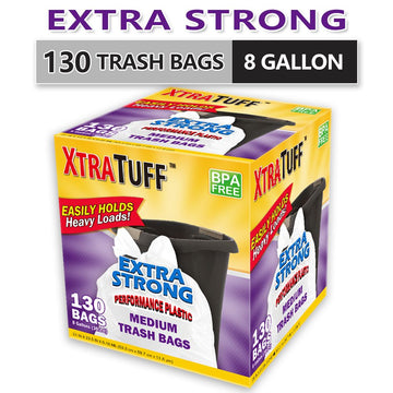 130-Count 8-Gallon Drawstring Garbage Bags, Lemon Mint Scent