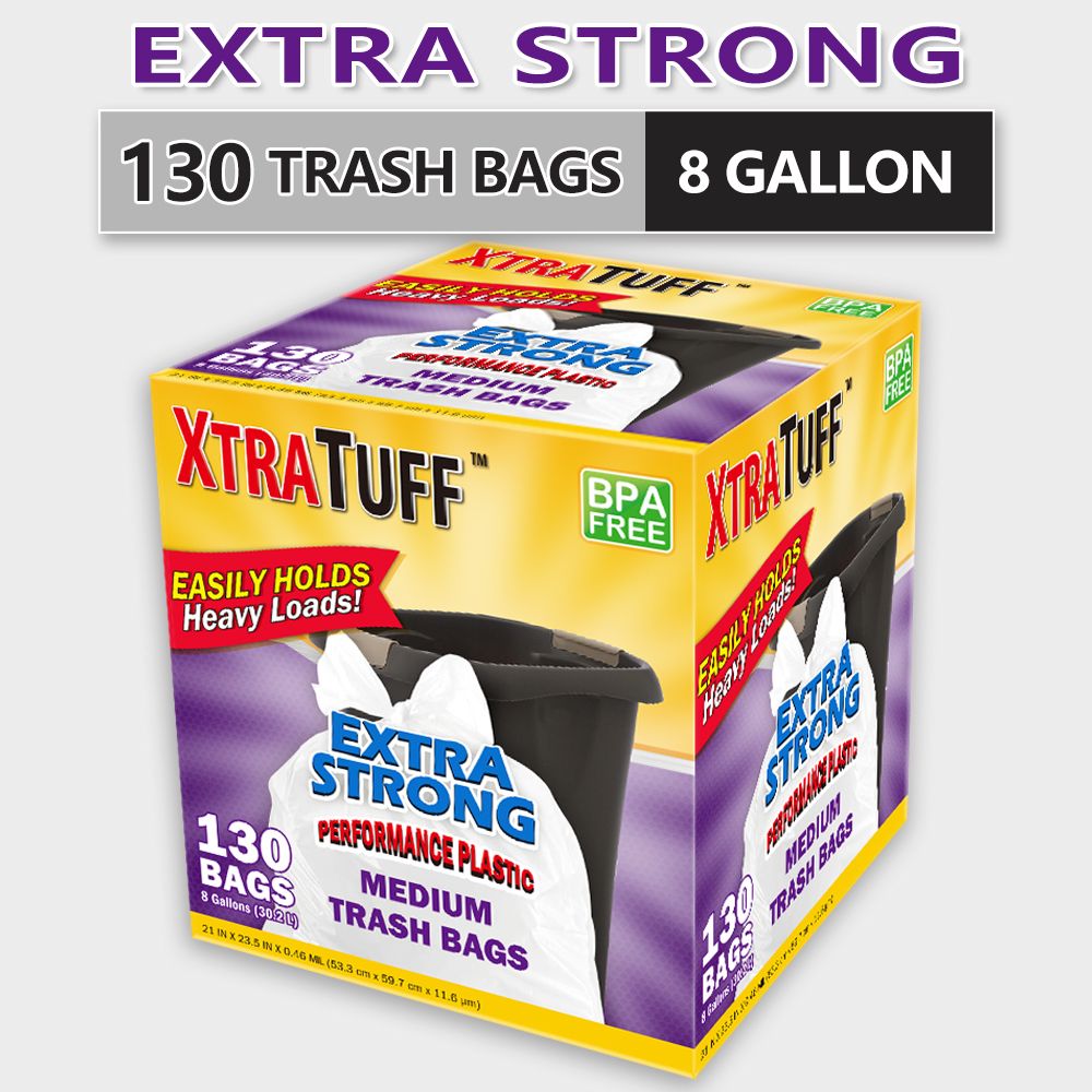 130-Count 8-Gallon Drawstring Garbage Bags, Lemon Mint Scent - product view 2